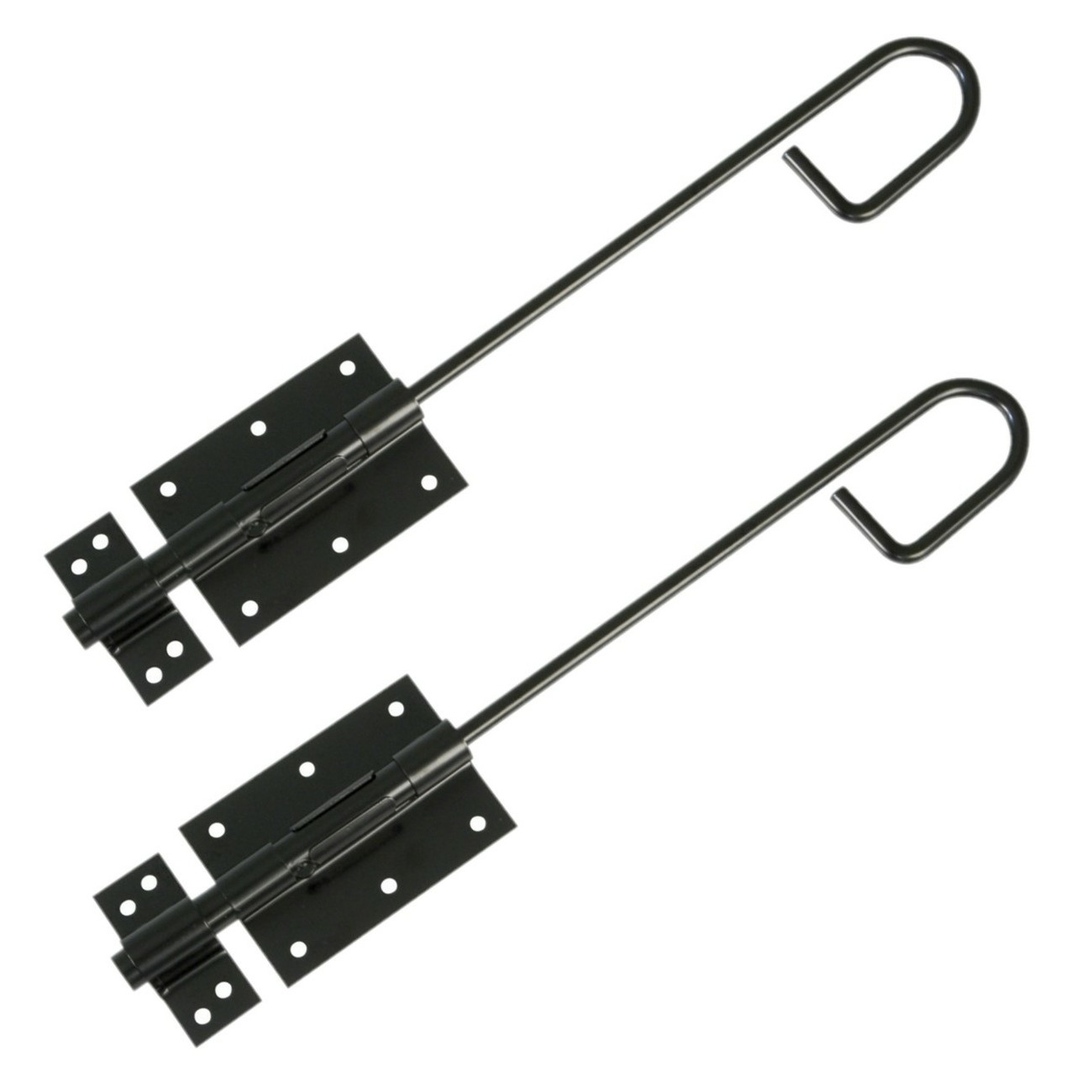 AMIG Verticaal schuifslot/plaatgrendel - 2x - staal - 40 x 6cm - zwart - schutting - poort -