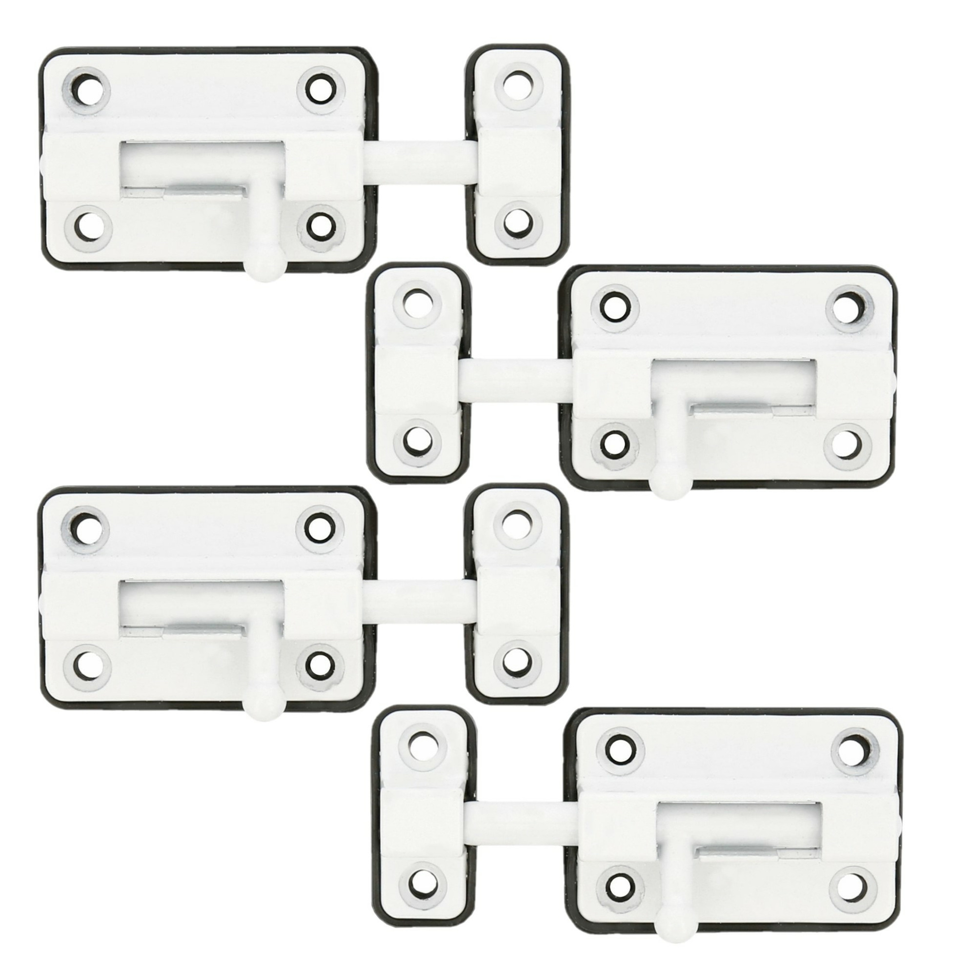AMIG schuifslot/plaatgrendel - 4x - zamak - 3.5cm - wit - incl schroeven - deur - raam -