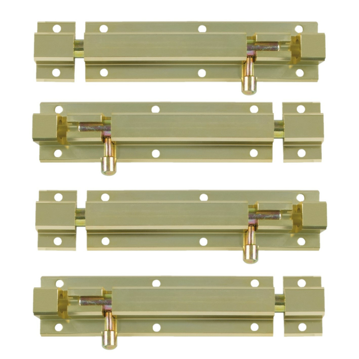 AMIG schuifslot/plaatgrendel - 4x - aluminium - 15cm - goud - incl schroeven - deur - raam -