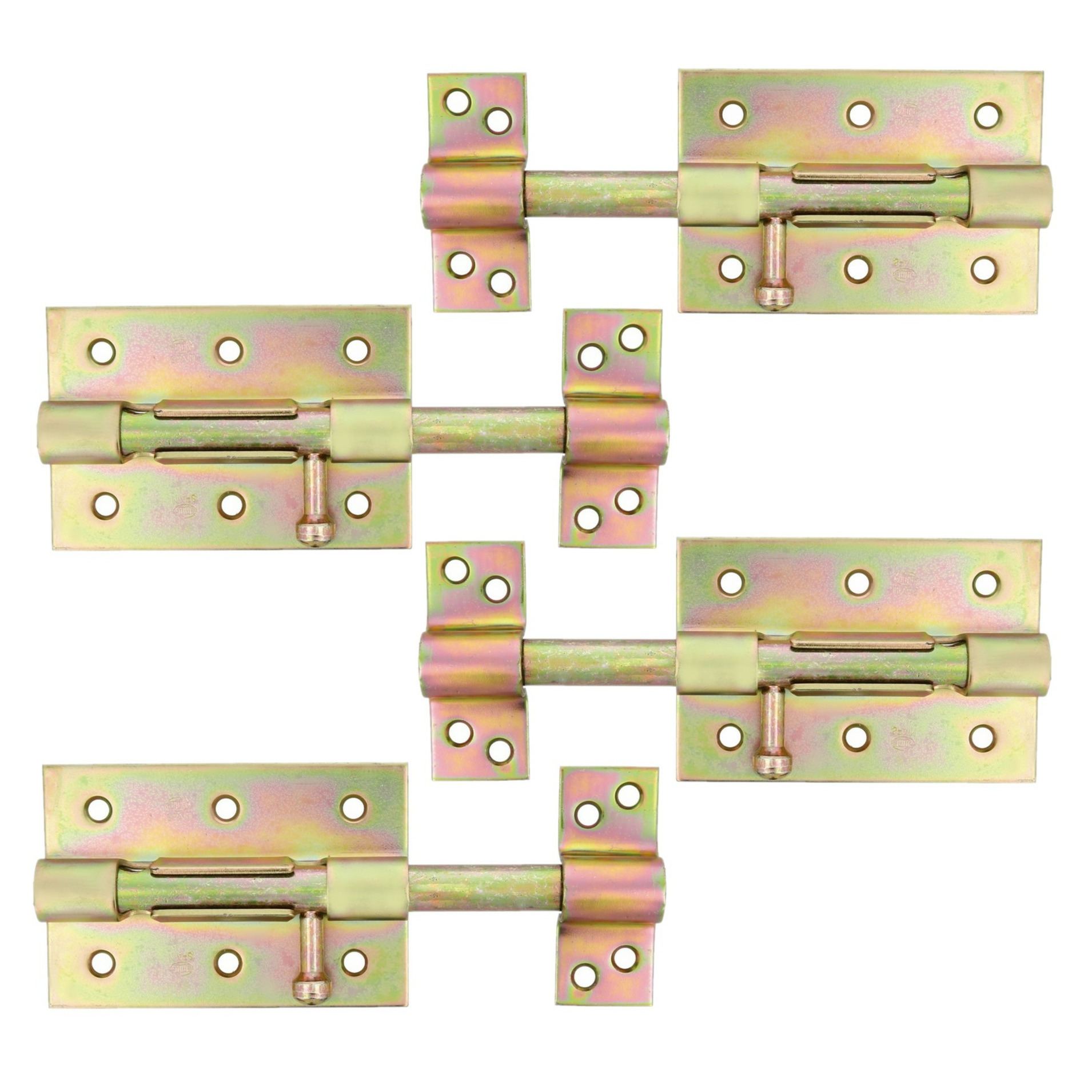 AMIG schuifslot/plaatgrendel - 4x - staal - 10cm - gegalvaniseerd - incl schroeven - deur - raam -