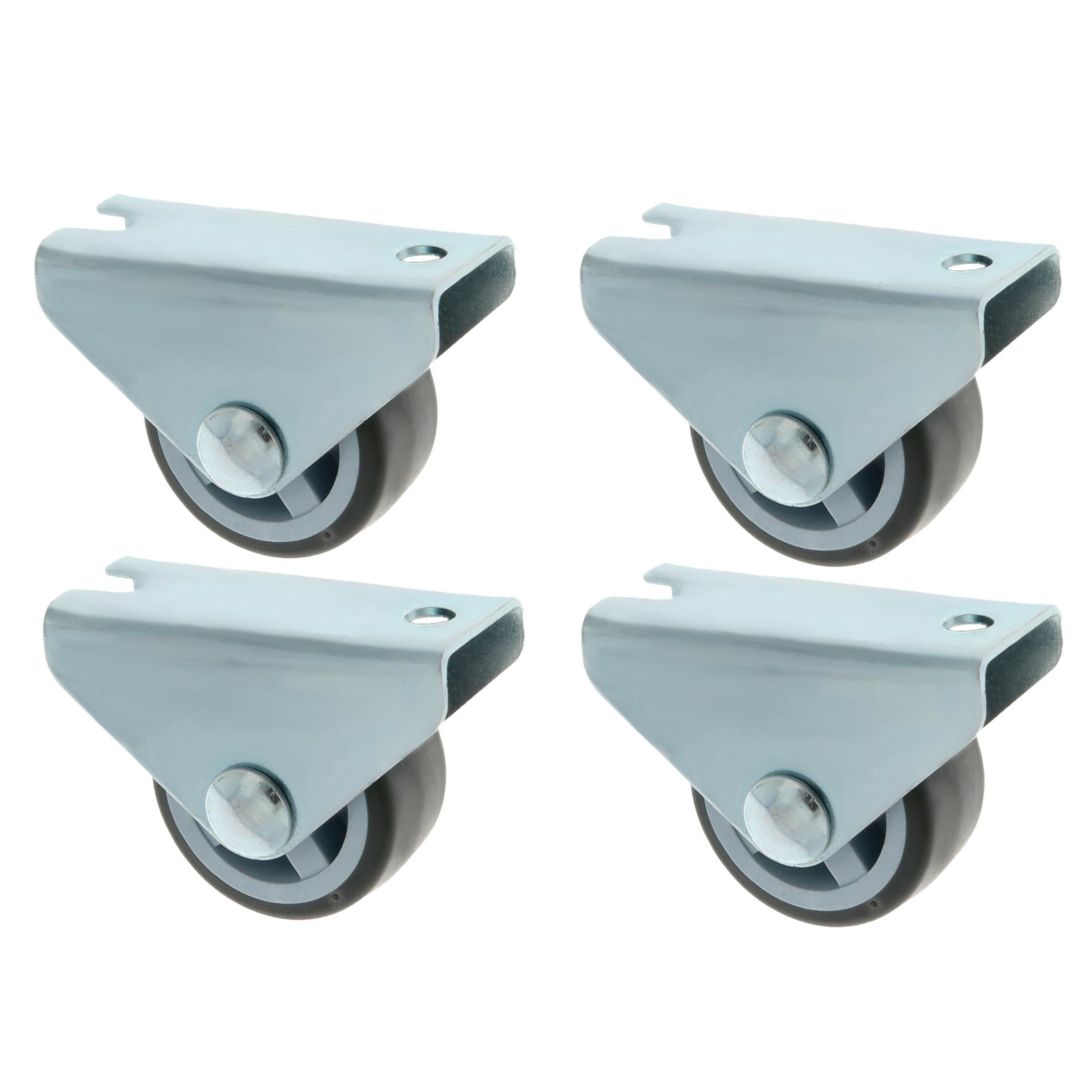 AMIG bokwiel/transportwiel - 4x - D25mm - rubber - 40kg - grijs -