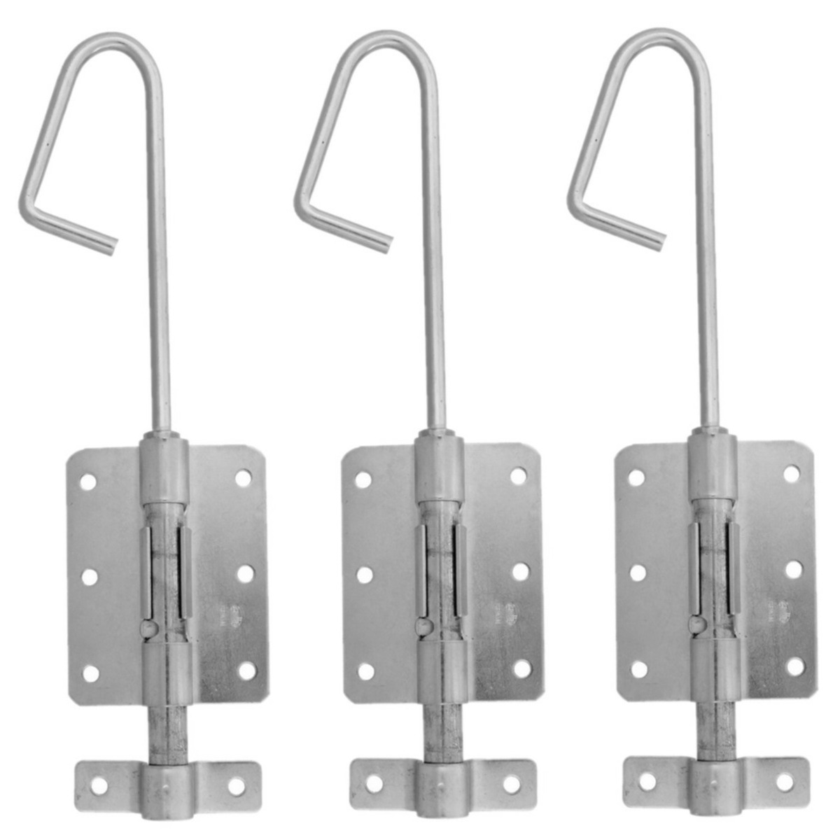 AMIG Verticaal schuifslot/plaatgrendel - 3x - staal - 30 x 6.2cm - verzinkt - zilver - schutting - -