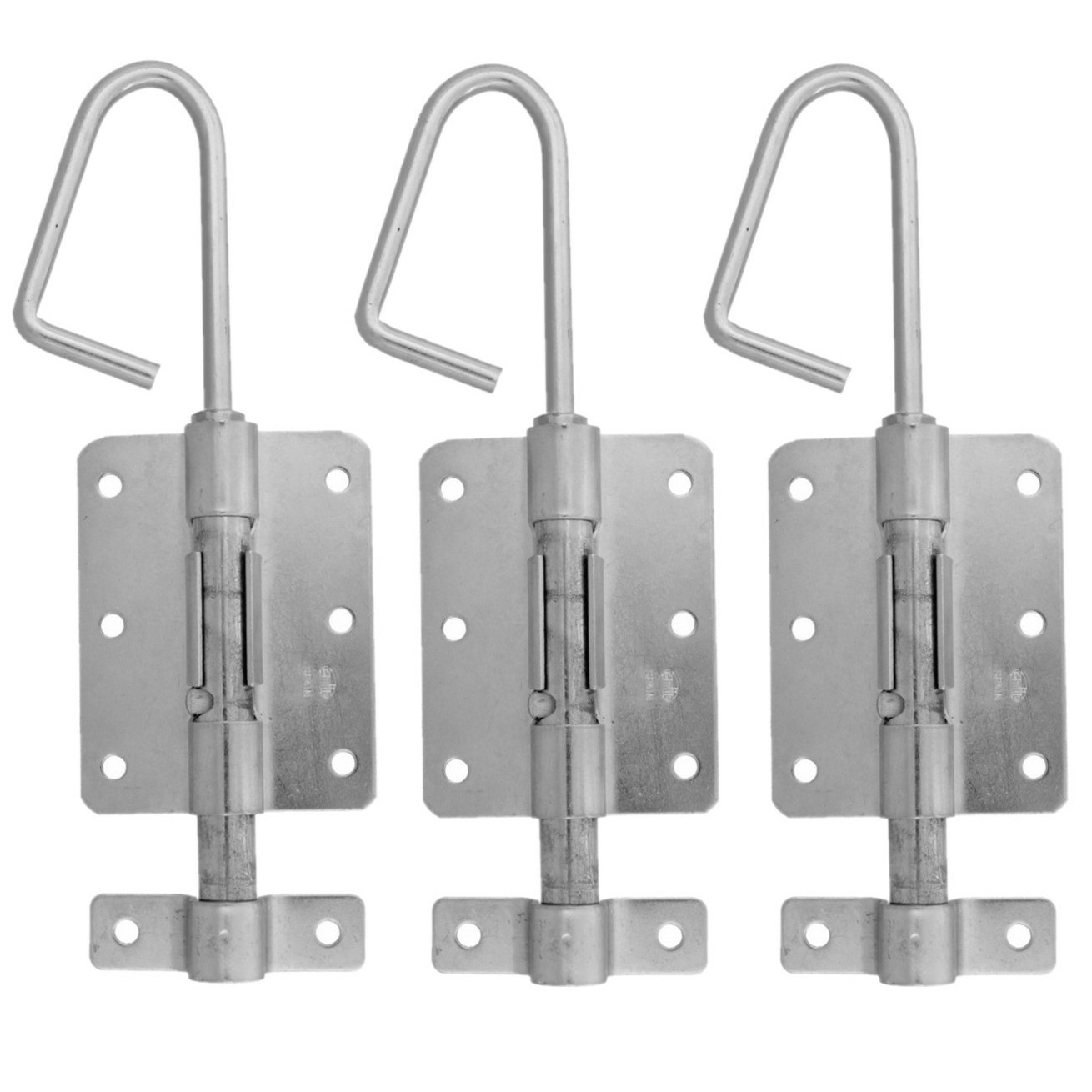 AMIG Verticaal schuifslot/plaatgrendel - 3x - staal - 20 x 6.2cm - verzinkt - zilver - schutting - -