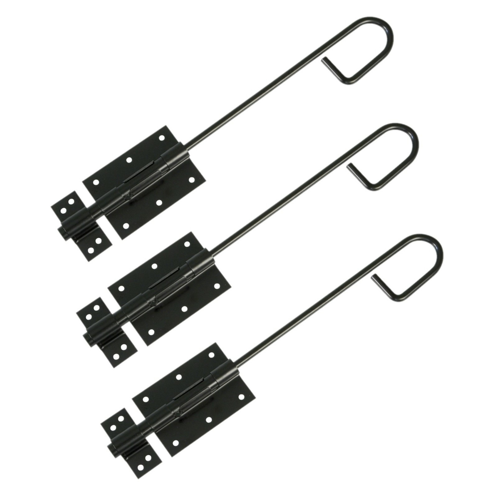 AMIG Verticaal schuifslot/plaatgrendel - 3x - staal - 40 x 6cm - zwart - schutting - poort -