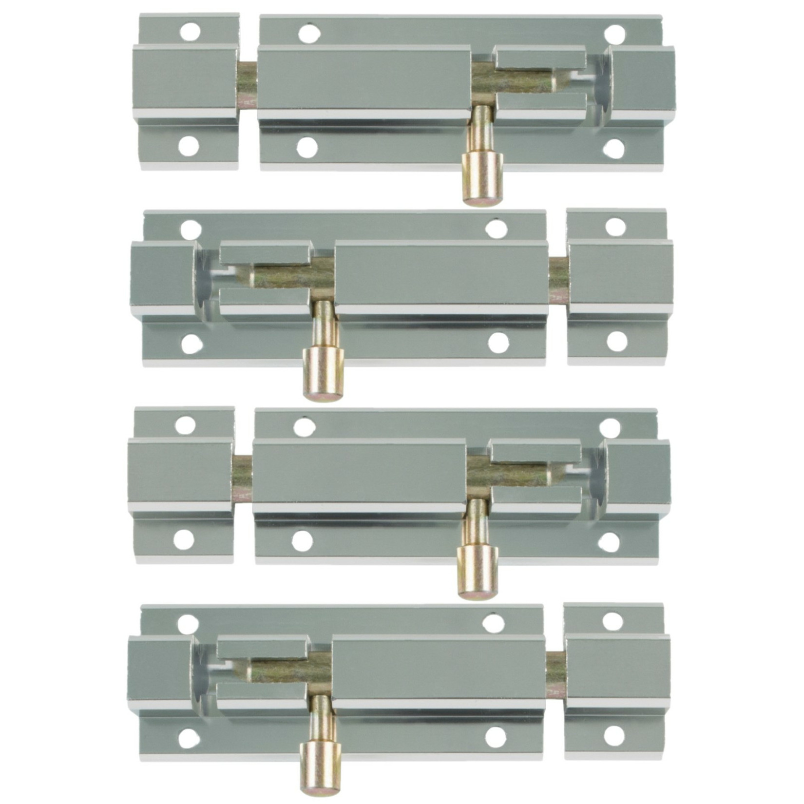 AMIG schuifslot/plaatgrendel - 4x - aluminium - 15cm - wit - incl schroeven - deur - raam -