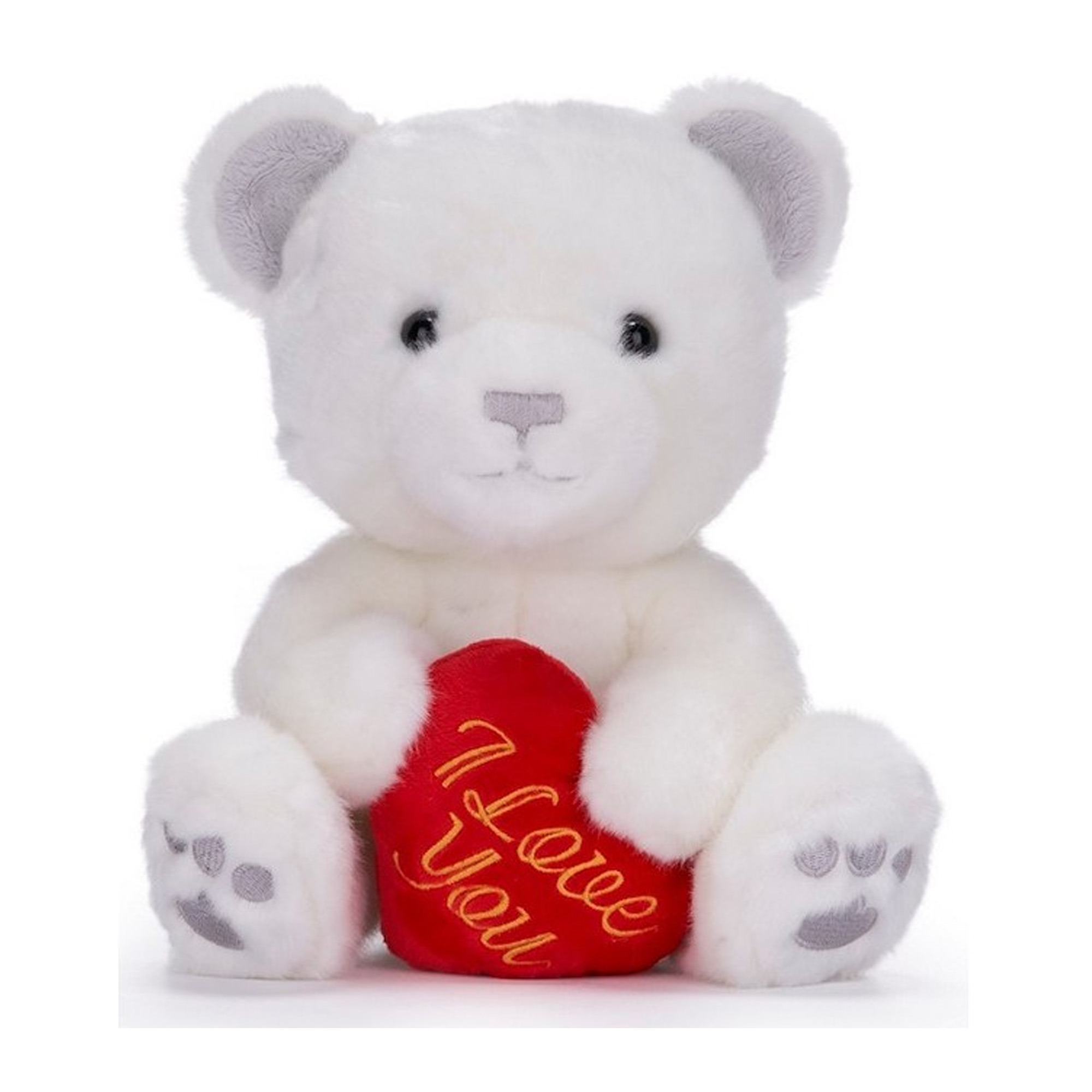 Valentijn I Love You knuffel beertje - zachte pluche - rood hartje - cadeau - 22 cm - wit -