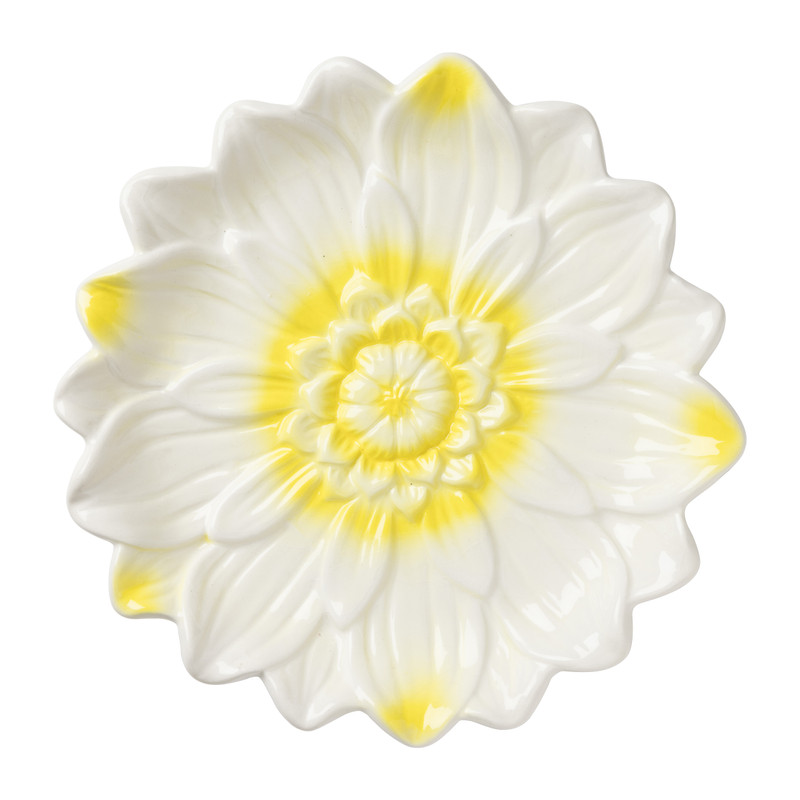 Ontbijtbord bloem - geel - ø20x3 cm