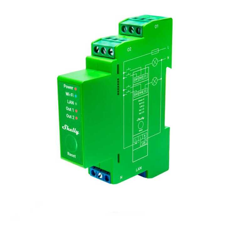 Shelly Pro Dimmer 2PM relais 2-kanaals, Wifi, LAN, Bluetooth