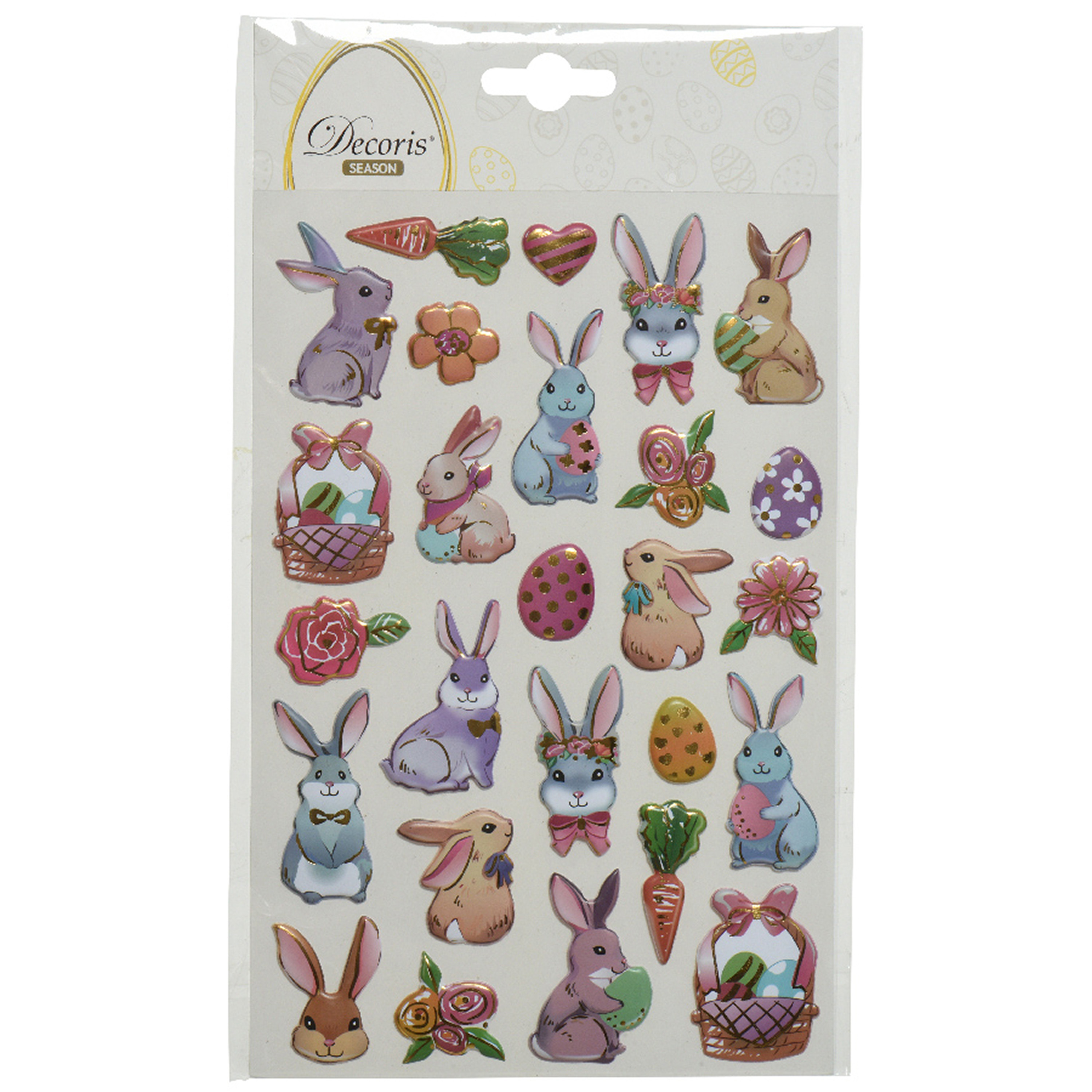 3D Stickers voorjaar en Pasen - paashazen - 1 vel - 14 x 21 cm -