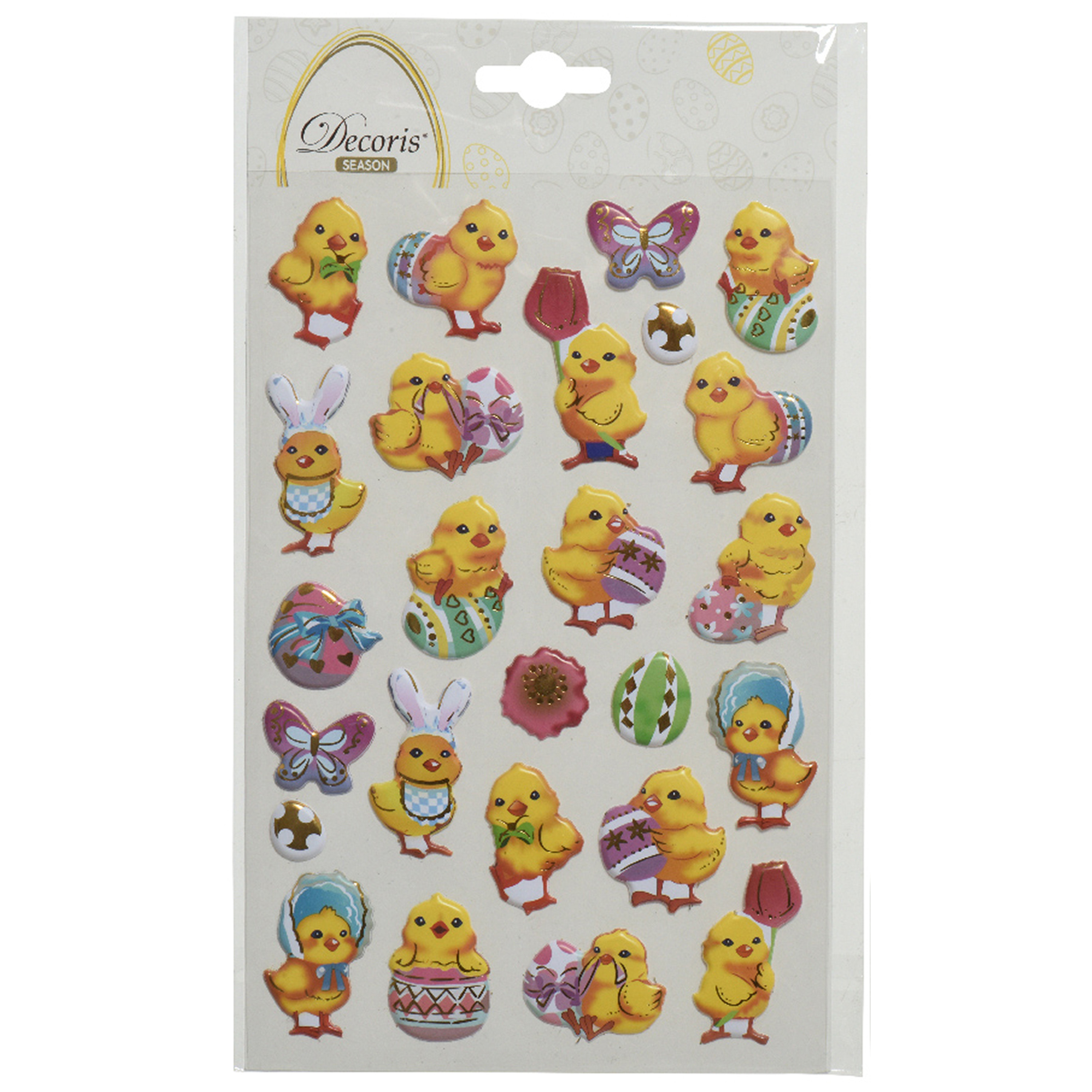 3D Stickers voorjaar en Pasen - kuikentjes - 1 vel - 14 x 21 cm -