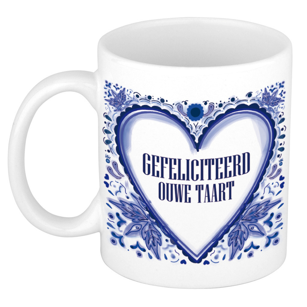 Verjaardag cadeau mok - Delfts Blauw - gefeliciteerd - 300 ml - keramiek -