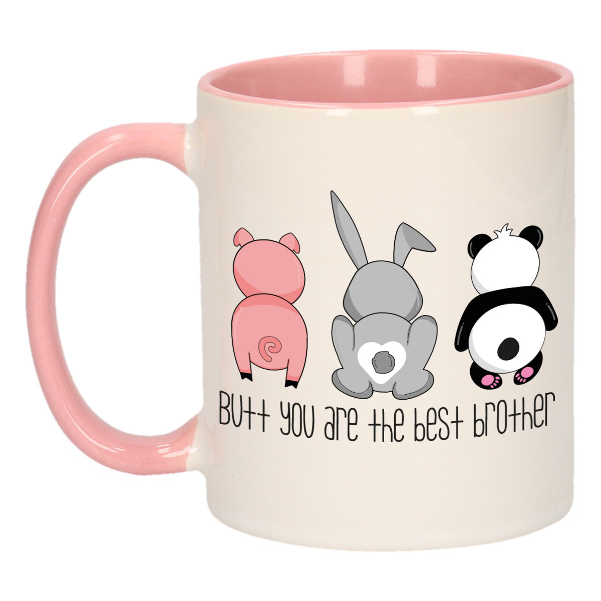 Cadeau koffie/thee mok voor broer - roze - keramiek - 300 ml -