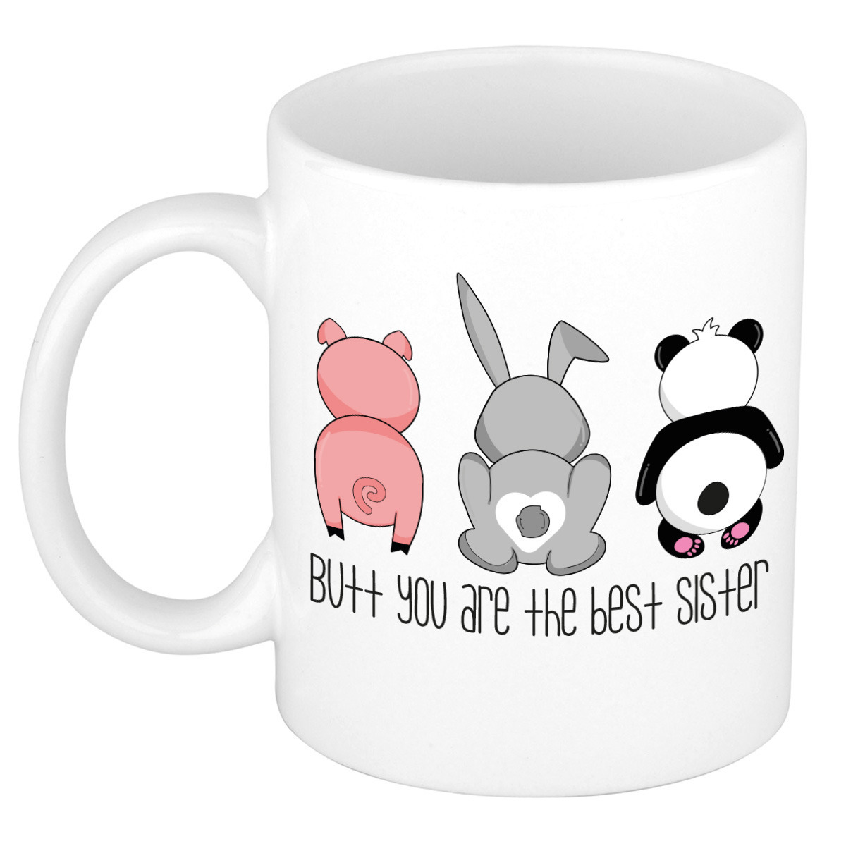 Cadeau koffie/thee mok voor zus - wit - keramiek - 300 ml -