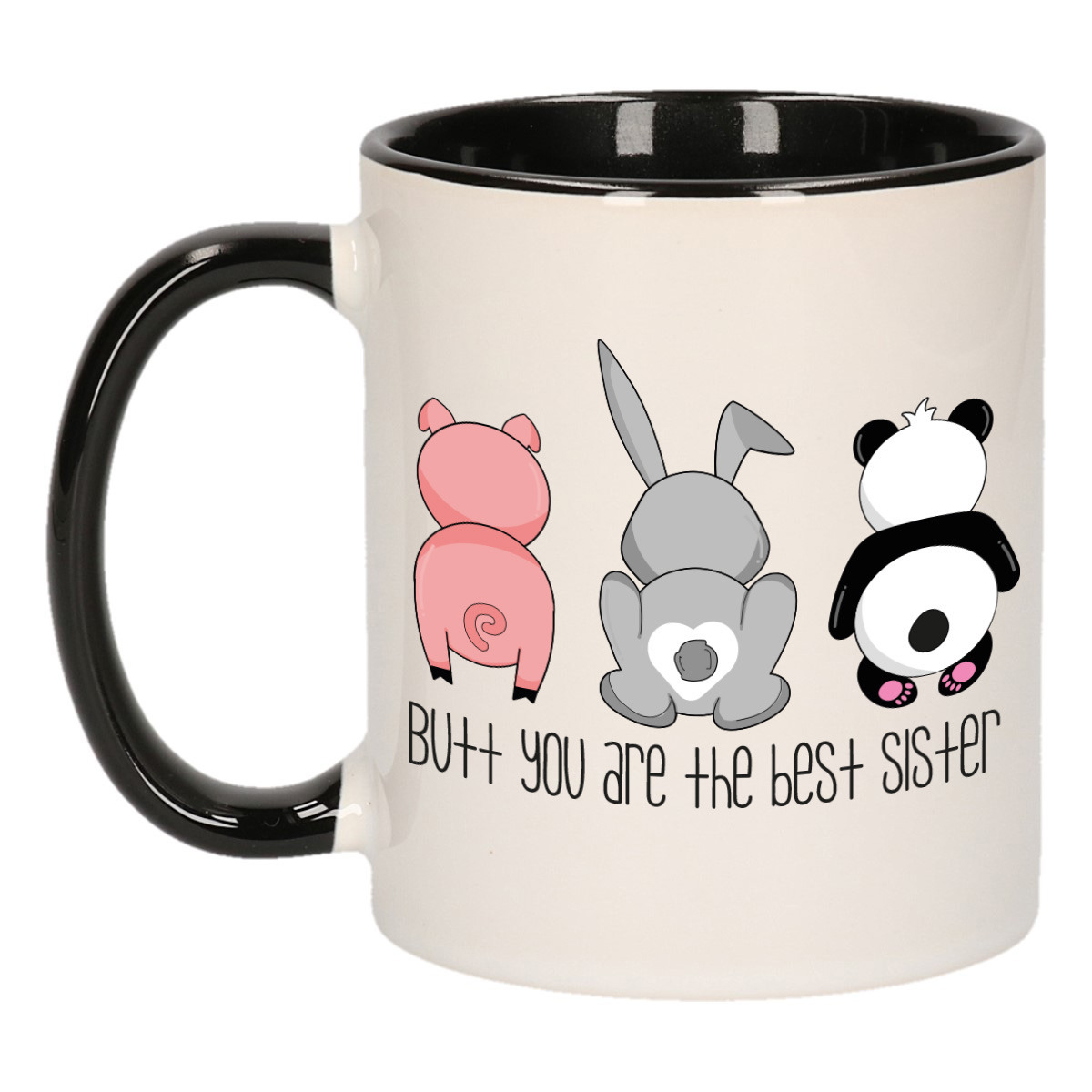 Cadeau koffie/thee mok voor zus - zwart - keramiek - 300 ml -