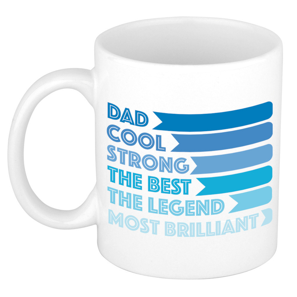 Cadeau koffie/thee mok voor papa - lijstje beste papa - blauw - 300 ml - Vaderdag -