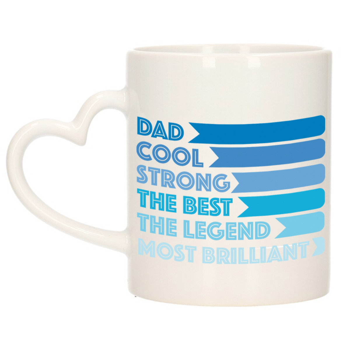 Cadeau koffie/thee mok voor papa - hartjes handvat - beste papa - blauw - 300 ml - Vaderdag -