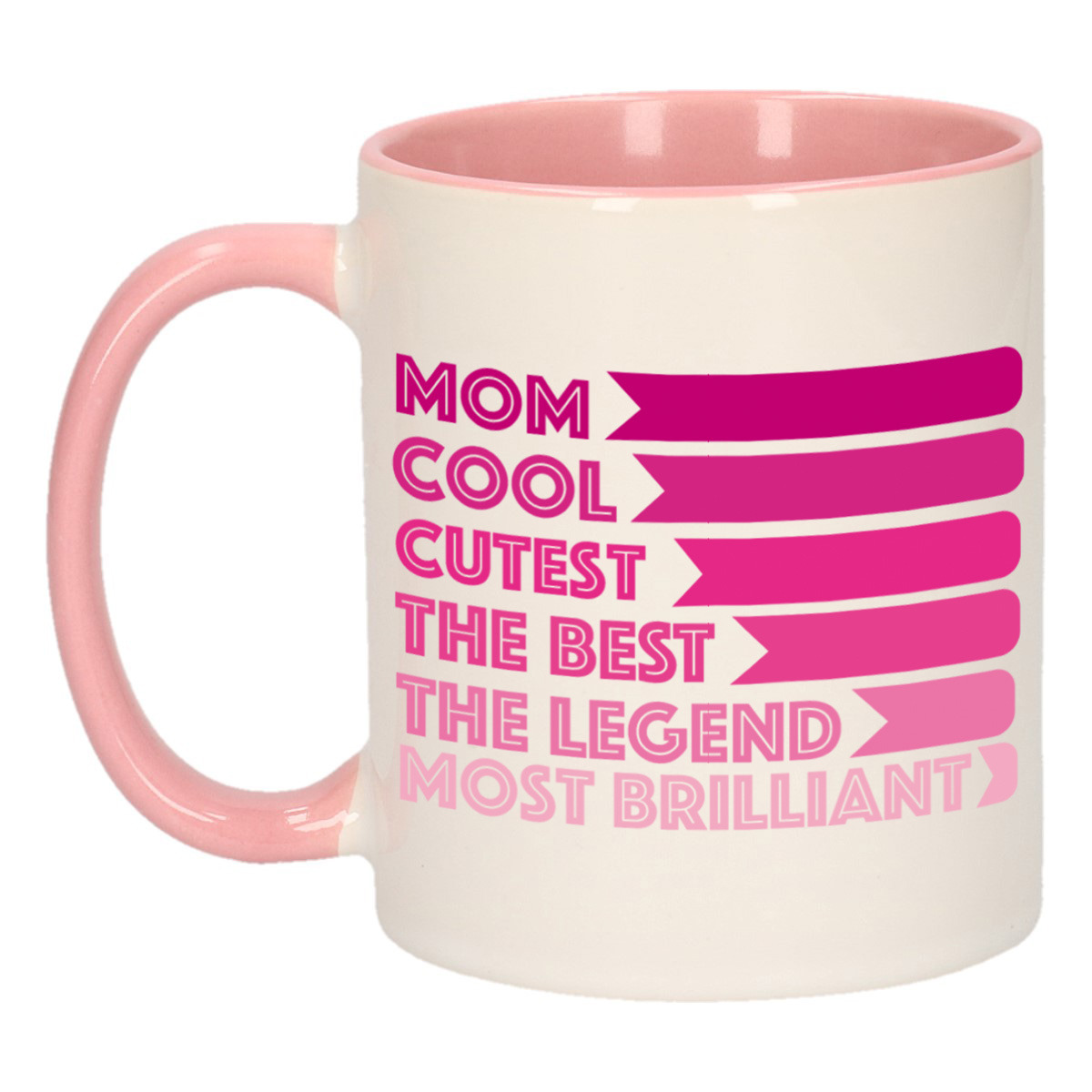 Cadeau koffie/thee mok voor mama - lijstje beste mama - roze - 300 ml - Moederdag -