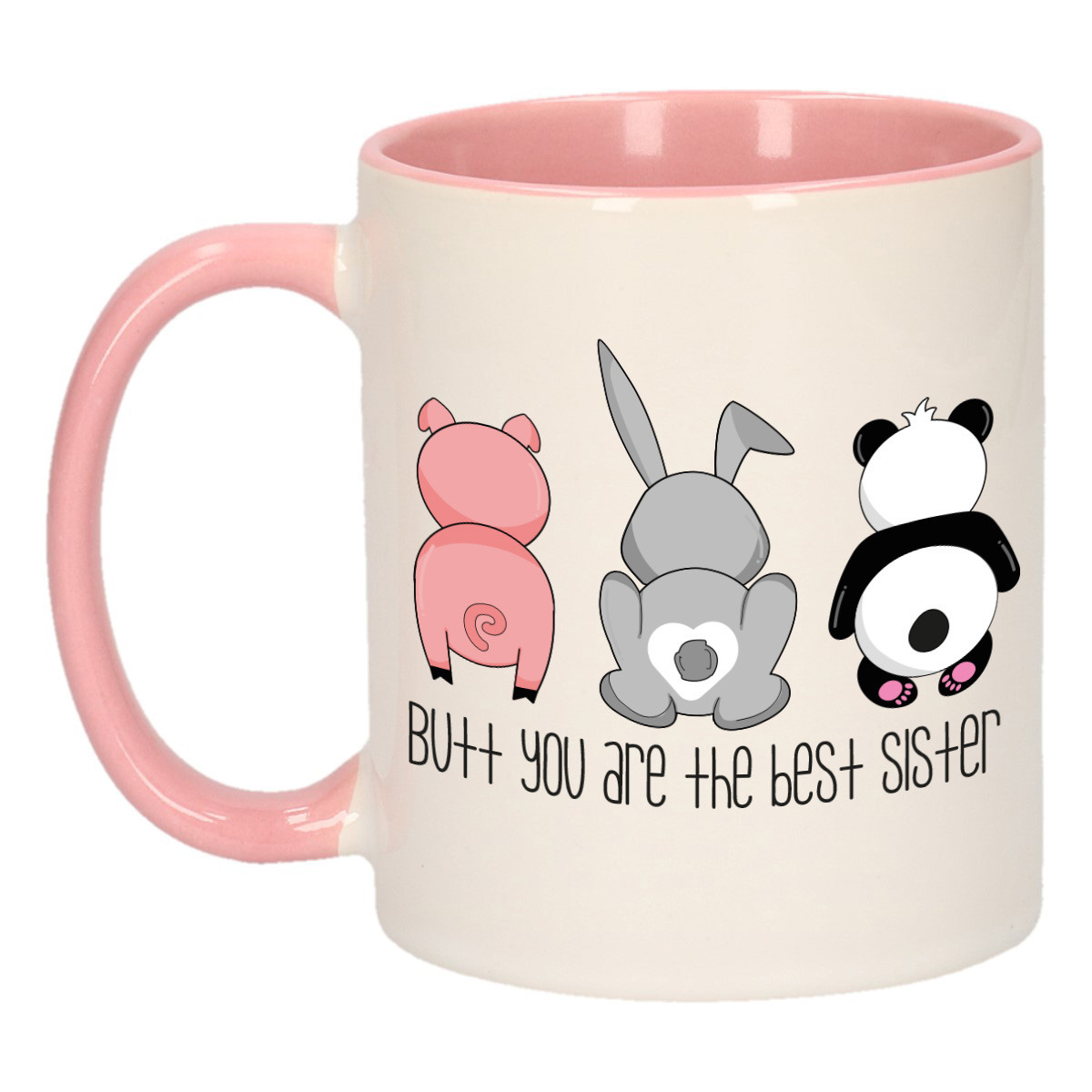 Cadeau koffie/thee mok voor zus - roze - keramiek - 300 ml -