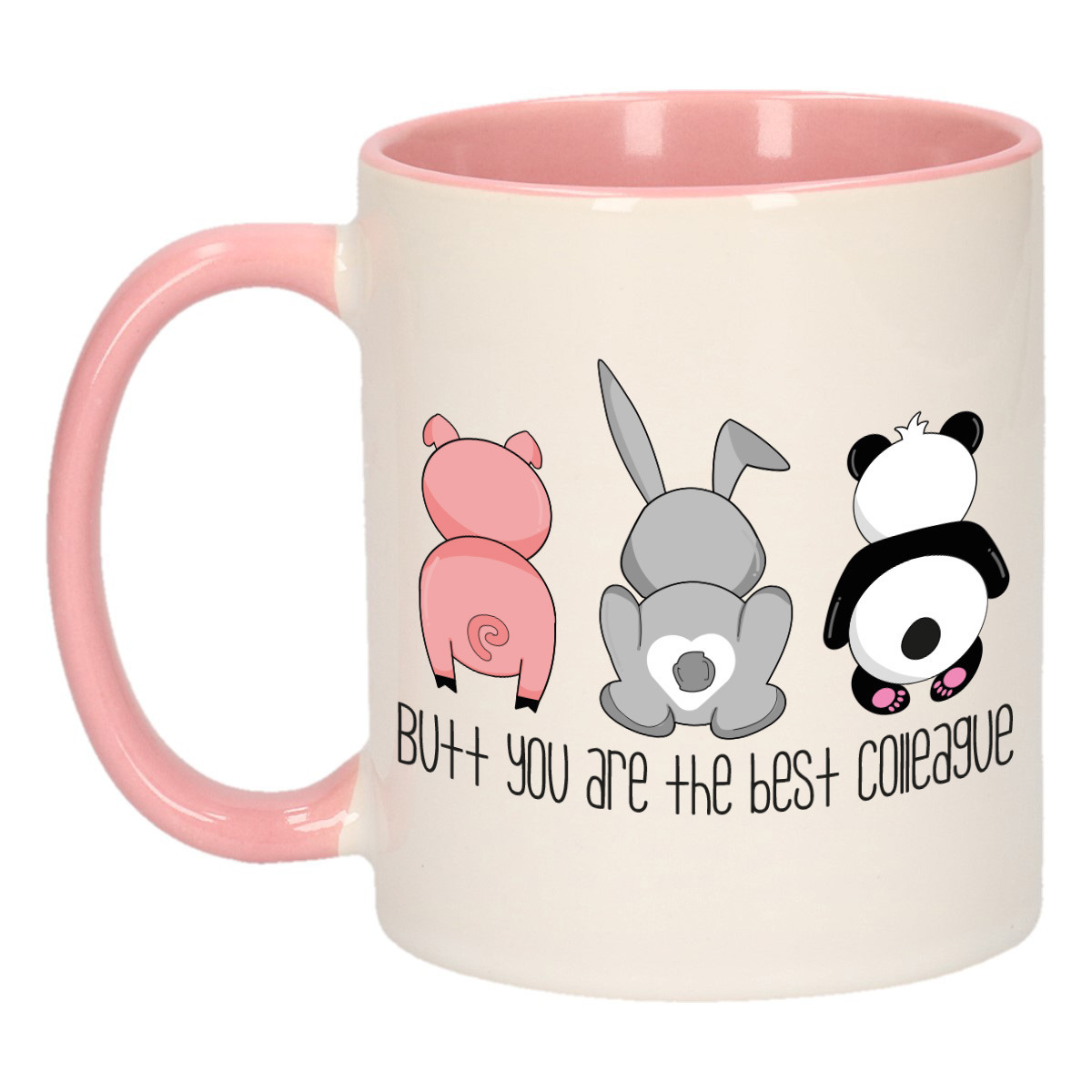 Cadeau koffie/thee mok voor collega - roze - keramiek - 300 ml -