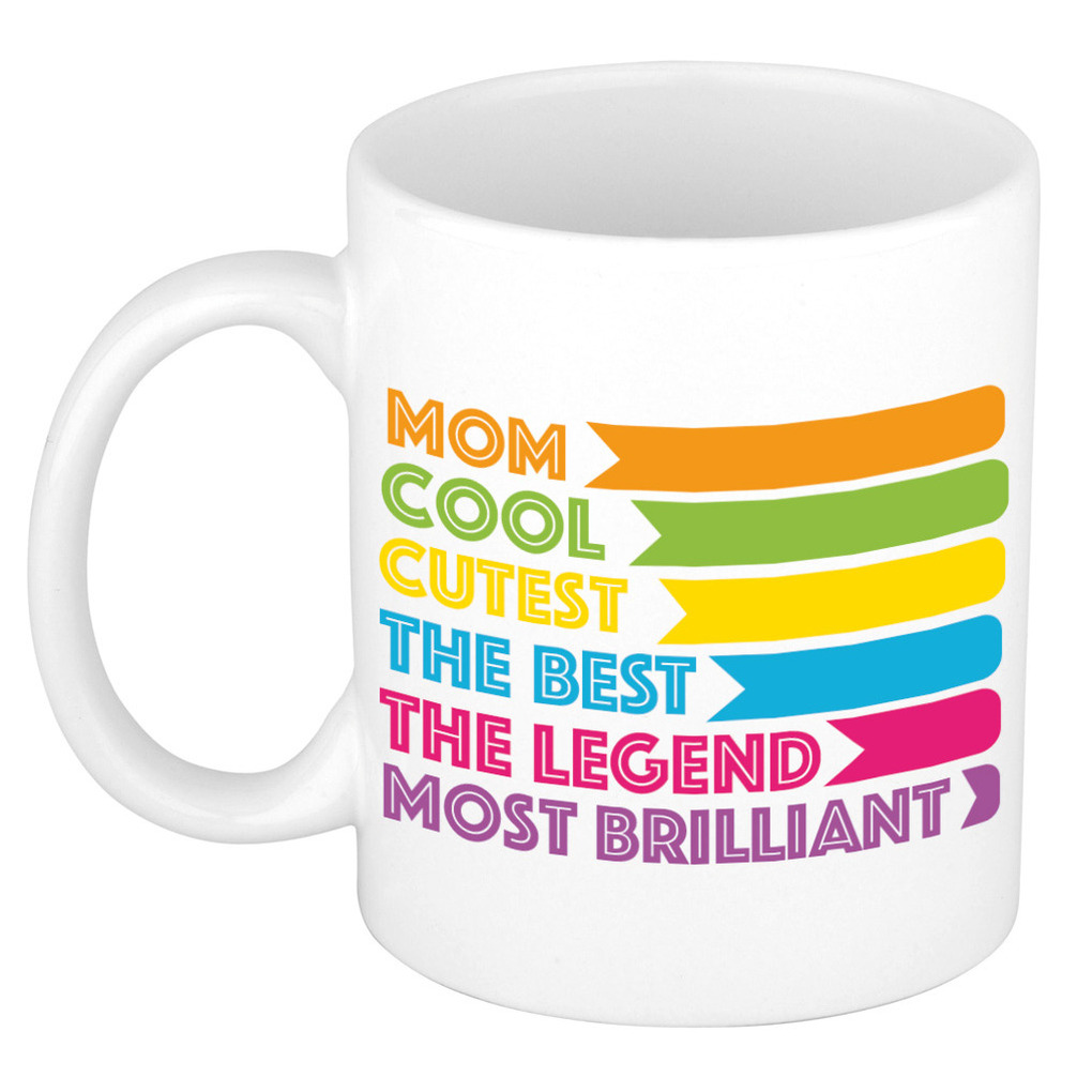 Cadeau koffie/thee mok voor mama - lijstje beste mama - multi - 300 ml - Moederdag -