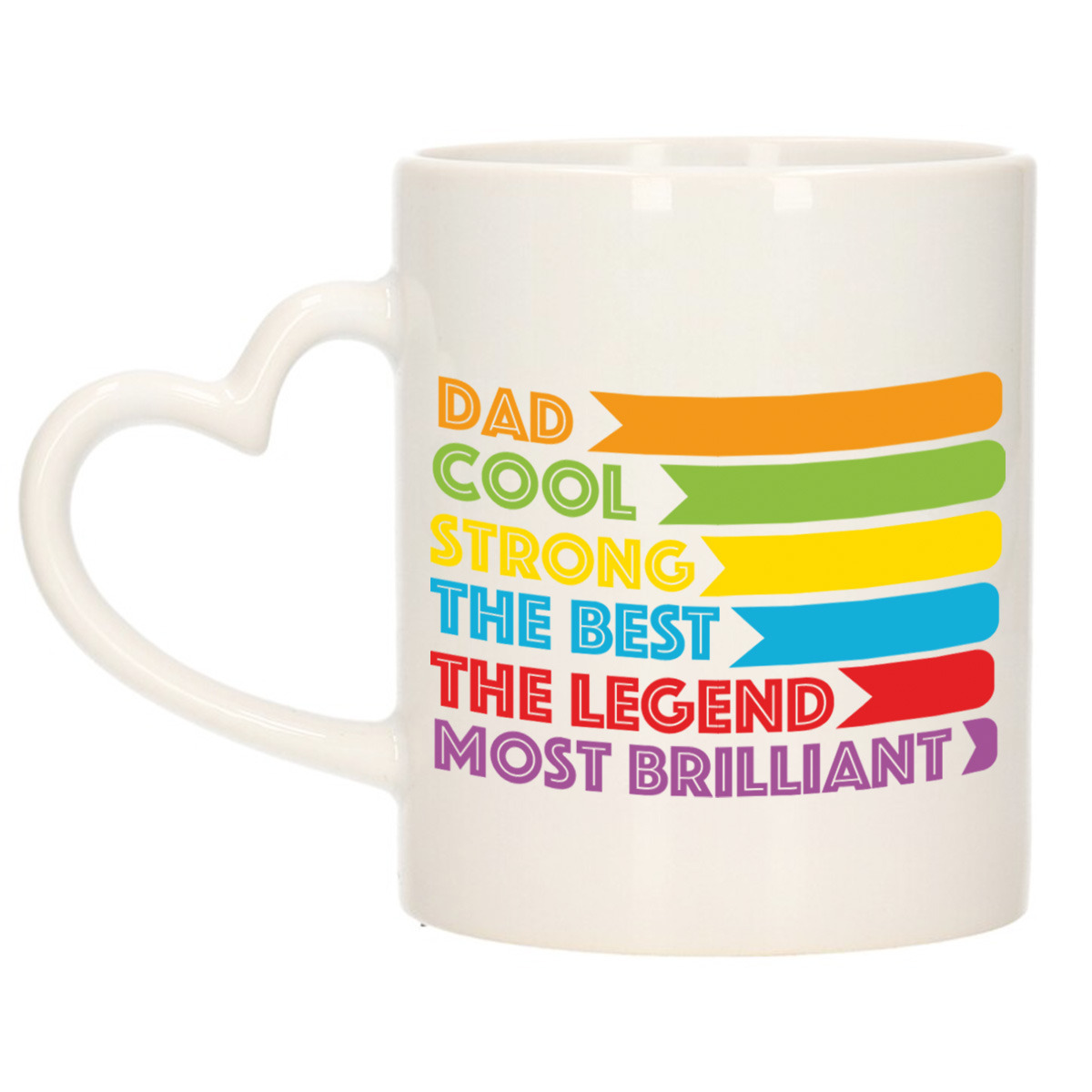 Cadeau koffie/thee mok voor papa - hartjes handvat - beste papa - multi - 300 ml - Vaderdag -
