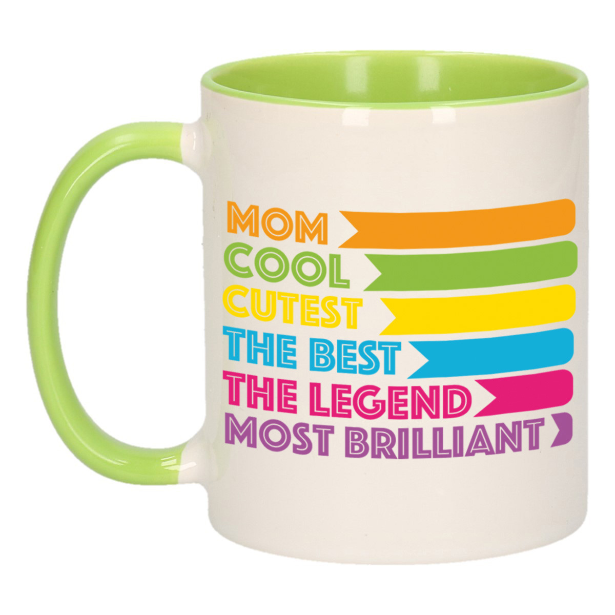 Cadeau koffie/thee mok voor mama - lijstje beste mama - groen - 300 ml - Moederdag -