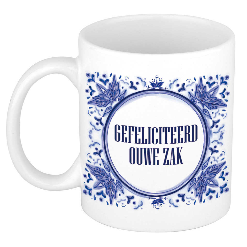 Verjaardag cadeau mok - Delfts Blauw - gefeliciteerd - 300 ml - keramiek -