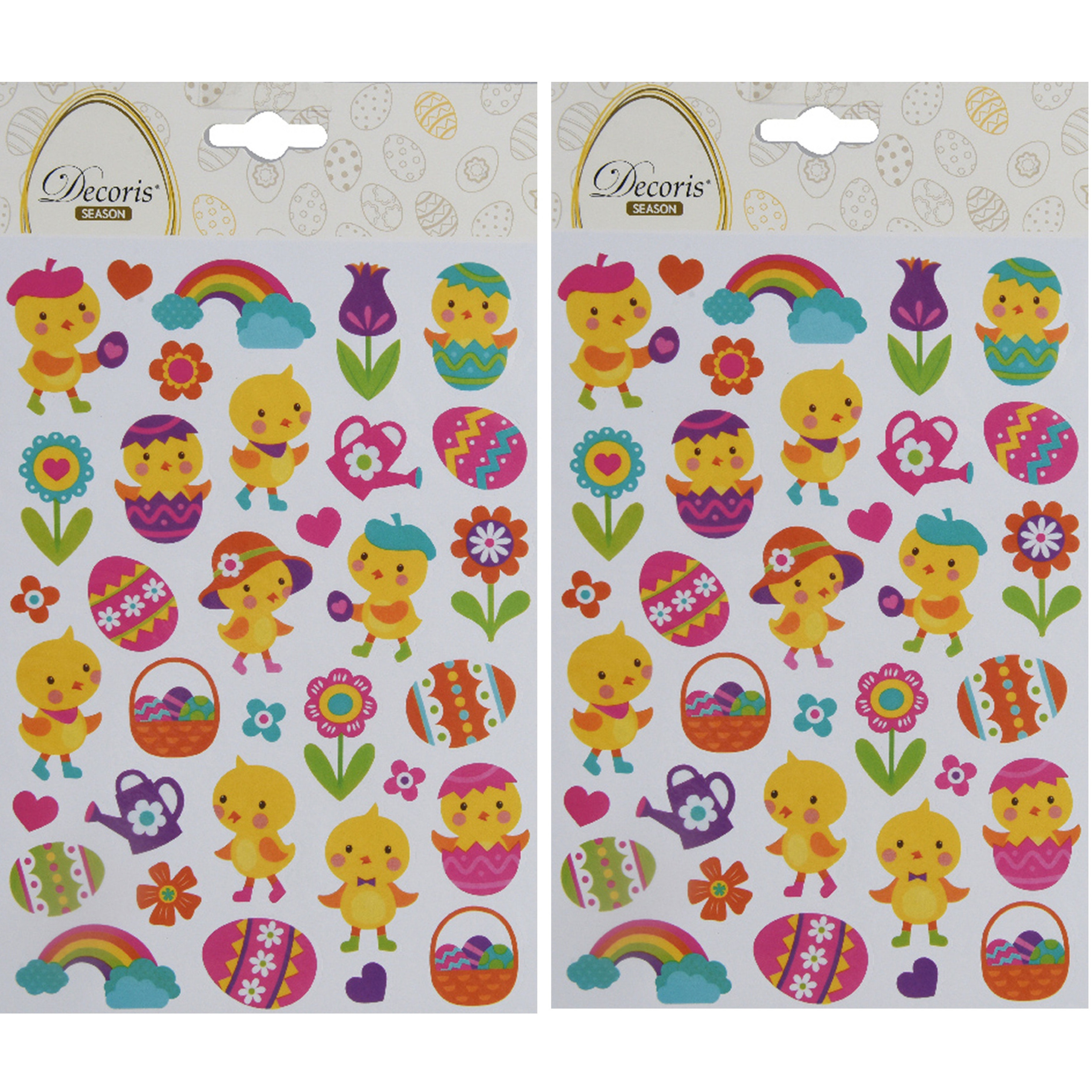 Stickers voorjaar en Pasen - 2x - kuikentjes - 1 vel - 15 x 21 cm -