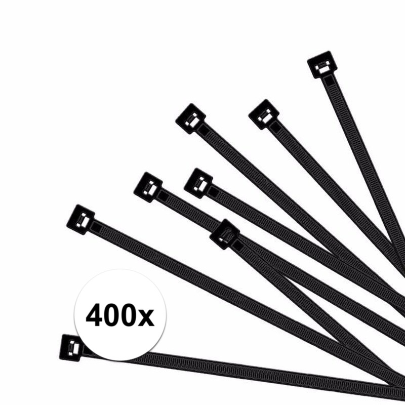 400x Kabelbinders zwart 150 x 3,5 mm -