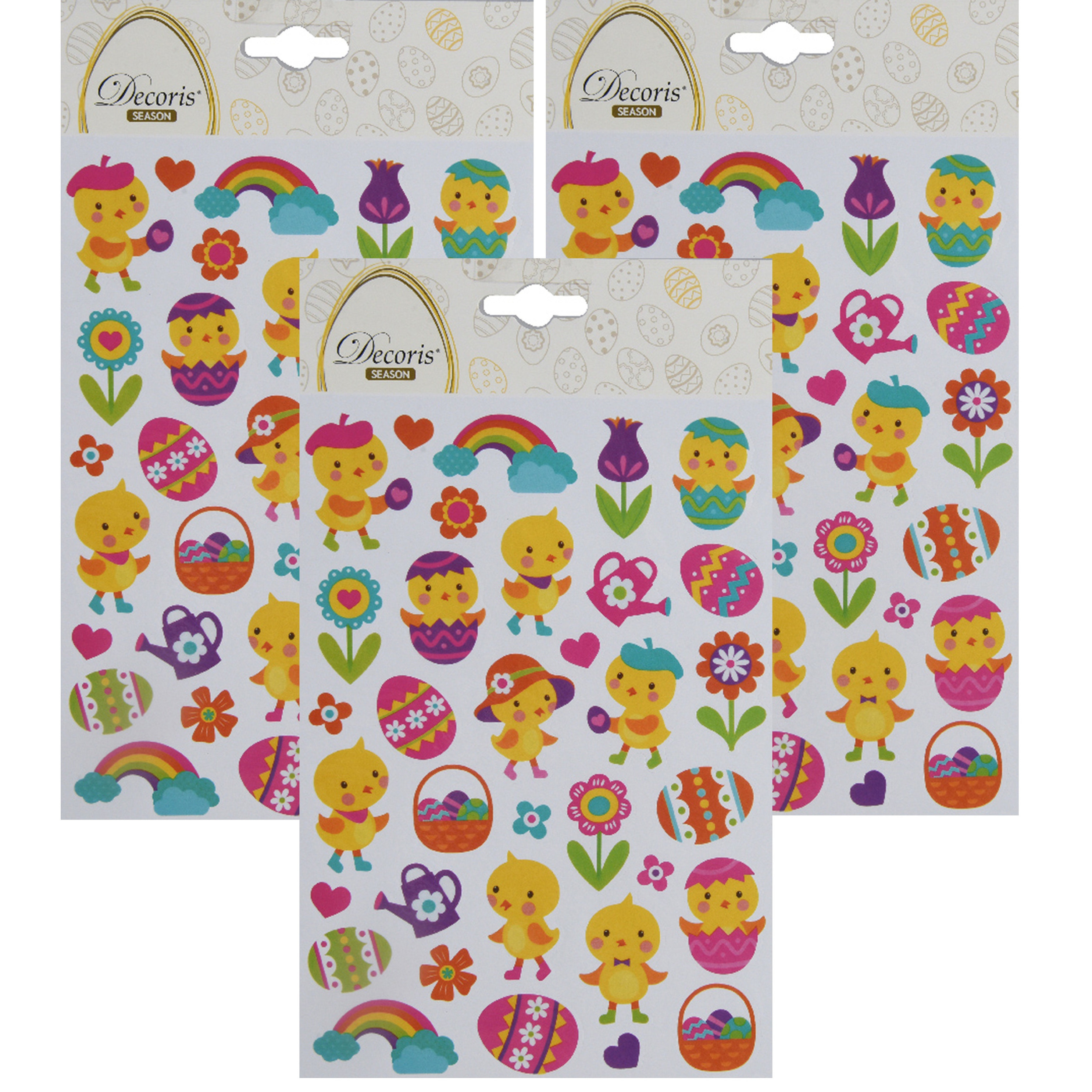 Stickers voorjaar en Pasen - 3x - kuikentjes - 1 vel - 15 x 21 cm -