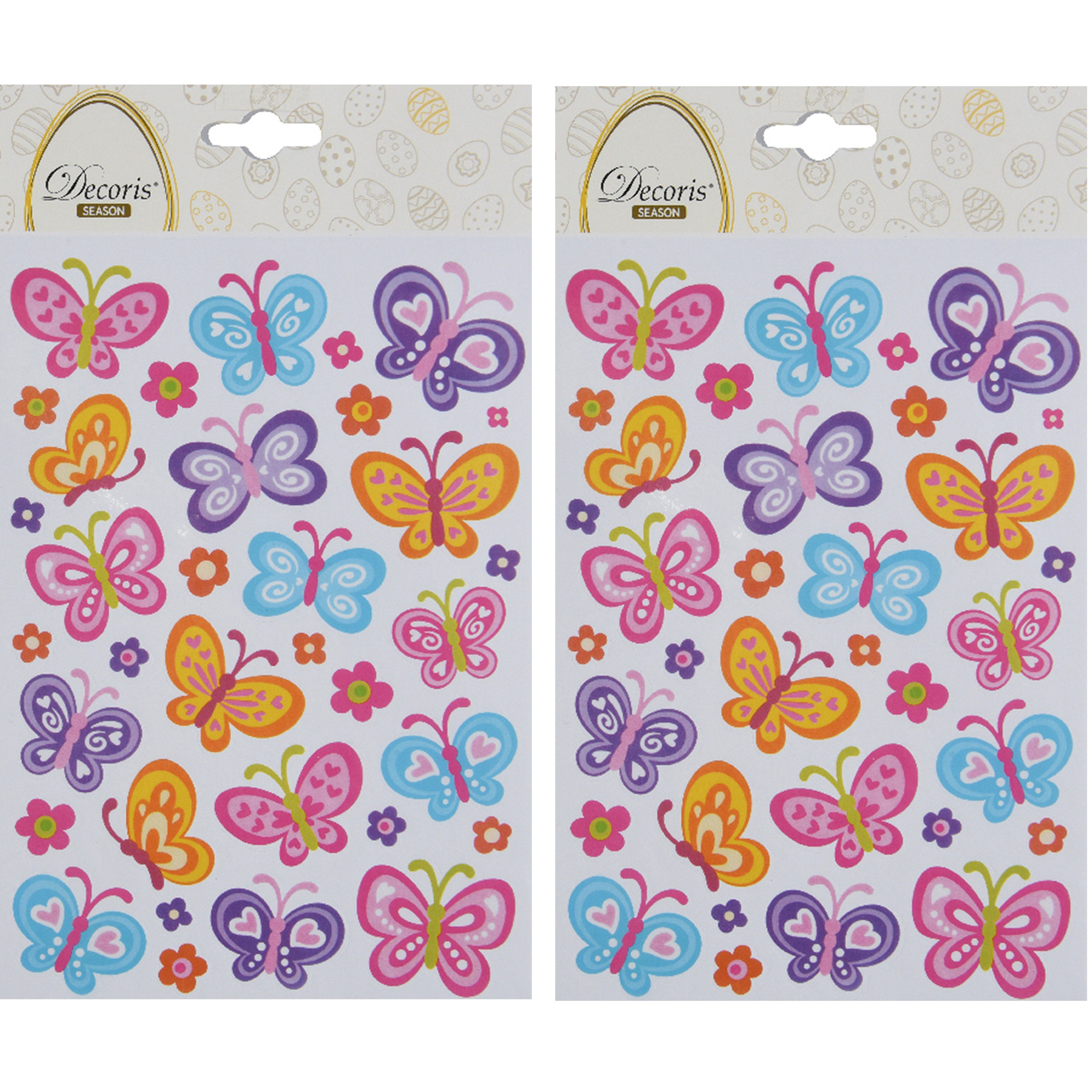 Stickers voorjaar en Pasen - 2x - vlinders - 1 vel - 15 x 21 cm -