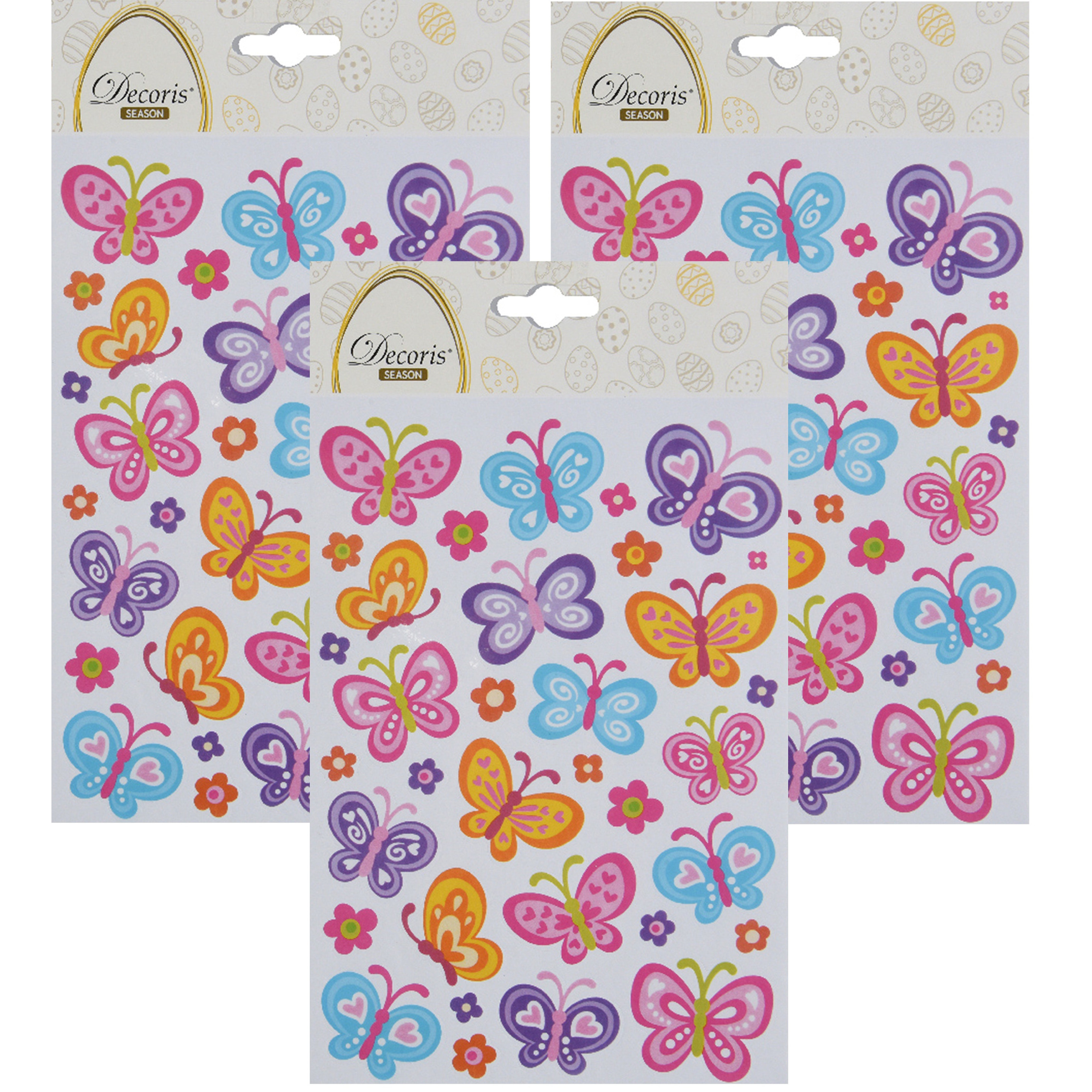 Stickers voorjaar en Pasen - 3x - vlinders - 1 vel - 15 x 21 cm -