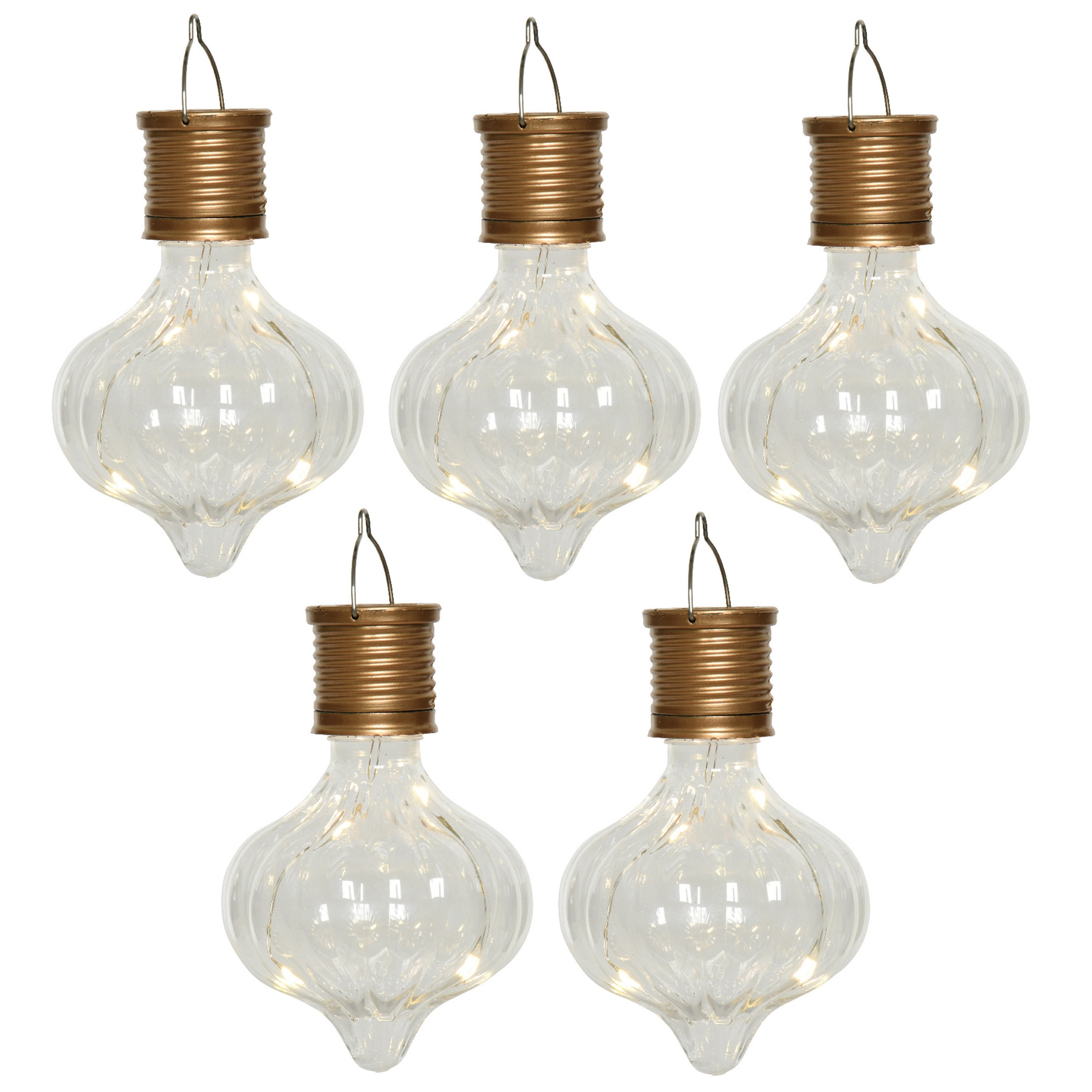 Solar hanglamp bol/peertje - 10x - Marrakech - kunststof - D8 x H12 cm - LED -