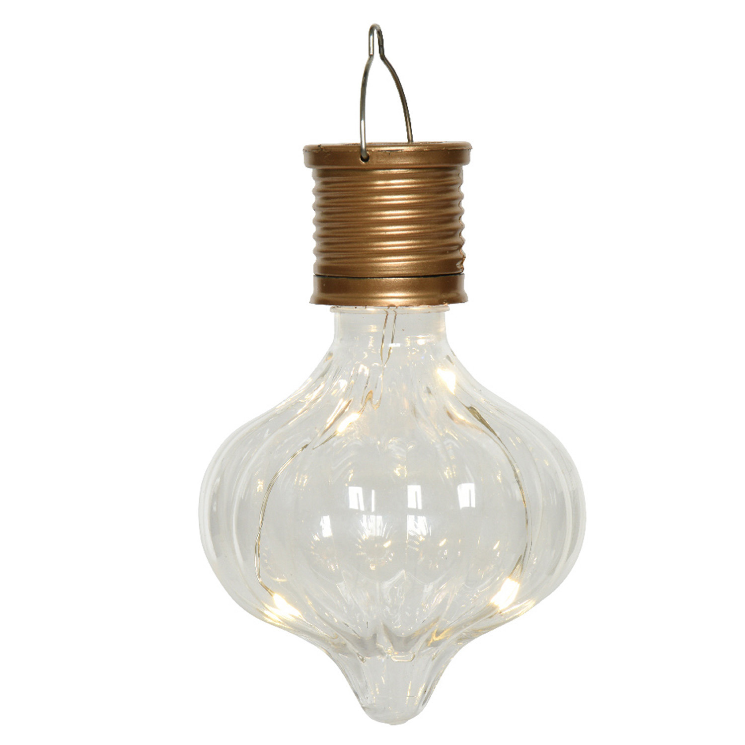 Solar hanglamp bol/peertje - Marrakech - kunststof - D8 x H12 cm - LED -