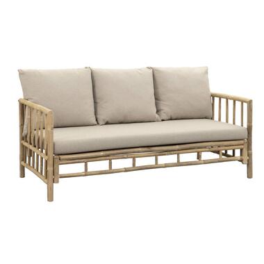 Loungebank Bossa 3-zits - bamboe naturel - 85x180x80 cm - incl. kussens - Leen Bakker