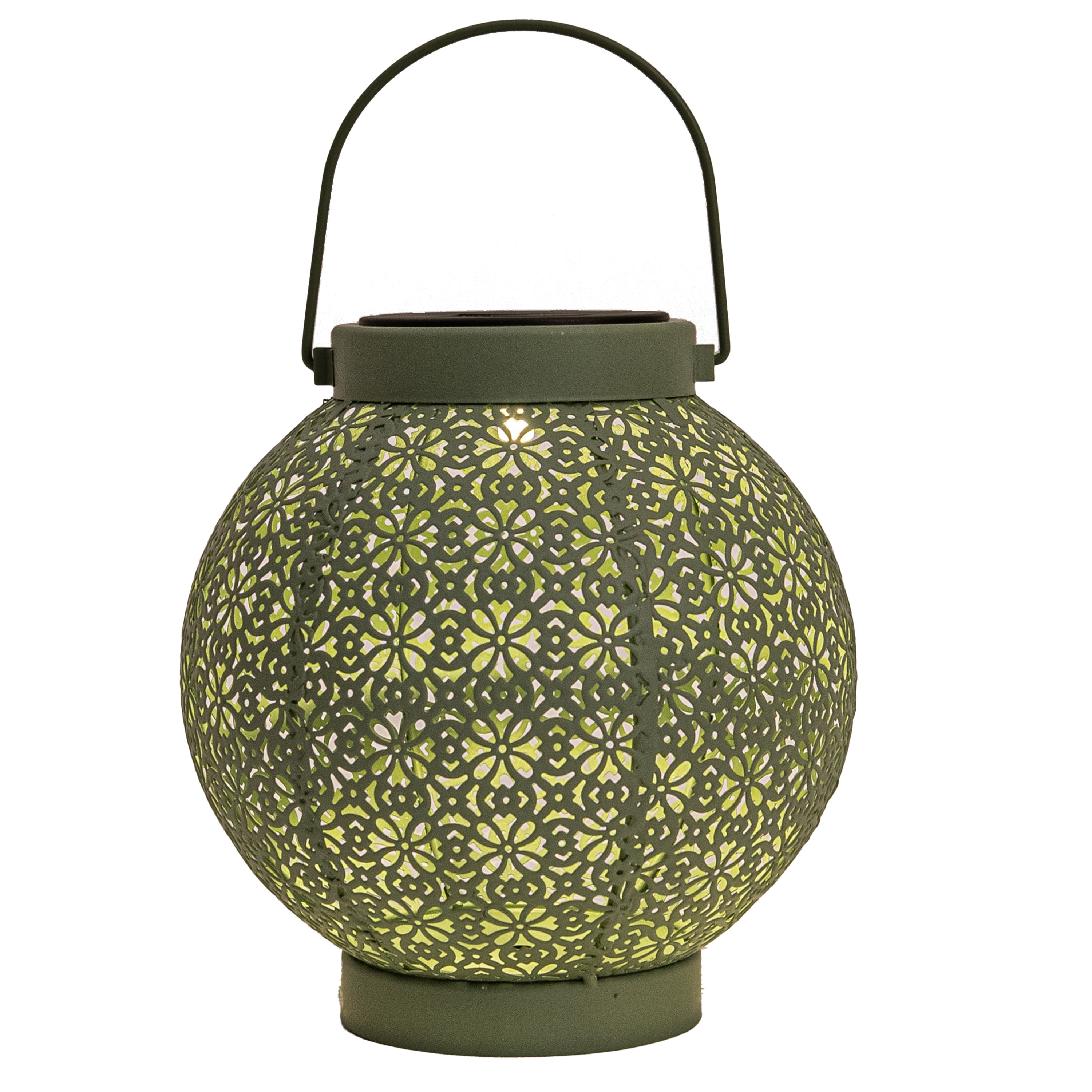 Solar lantaarn - voor buiten - D18 x H19 cm - groen - metaal - tafellamp -
