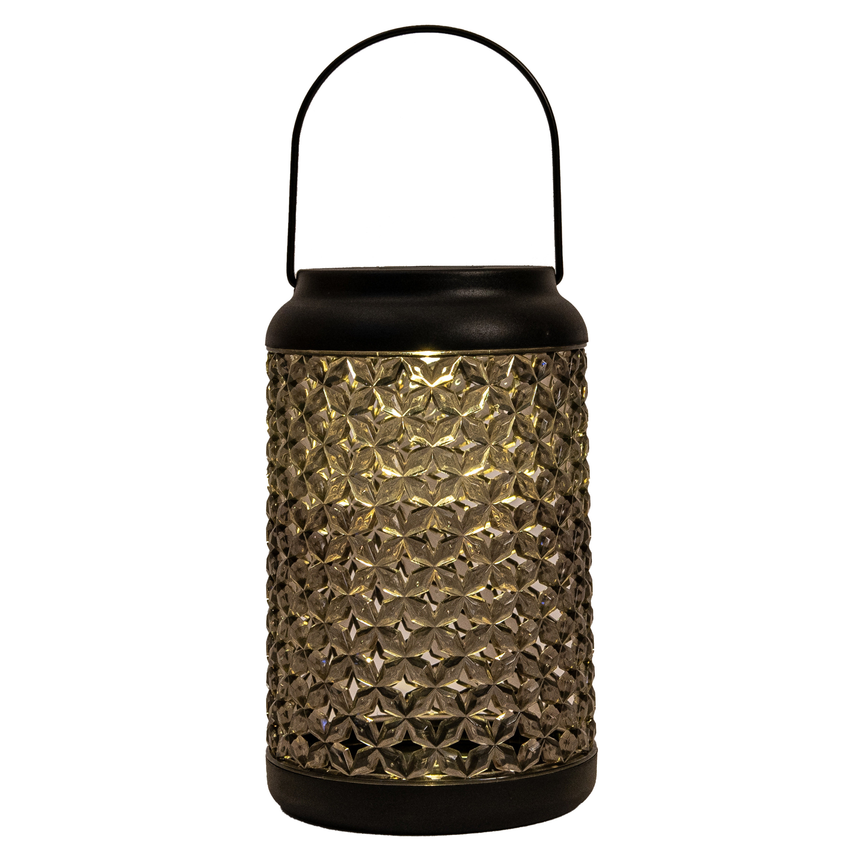 Solar lantaarn - voor buiten - D12,5 x H20 cm - smoke glas - tafellamp -