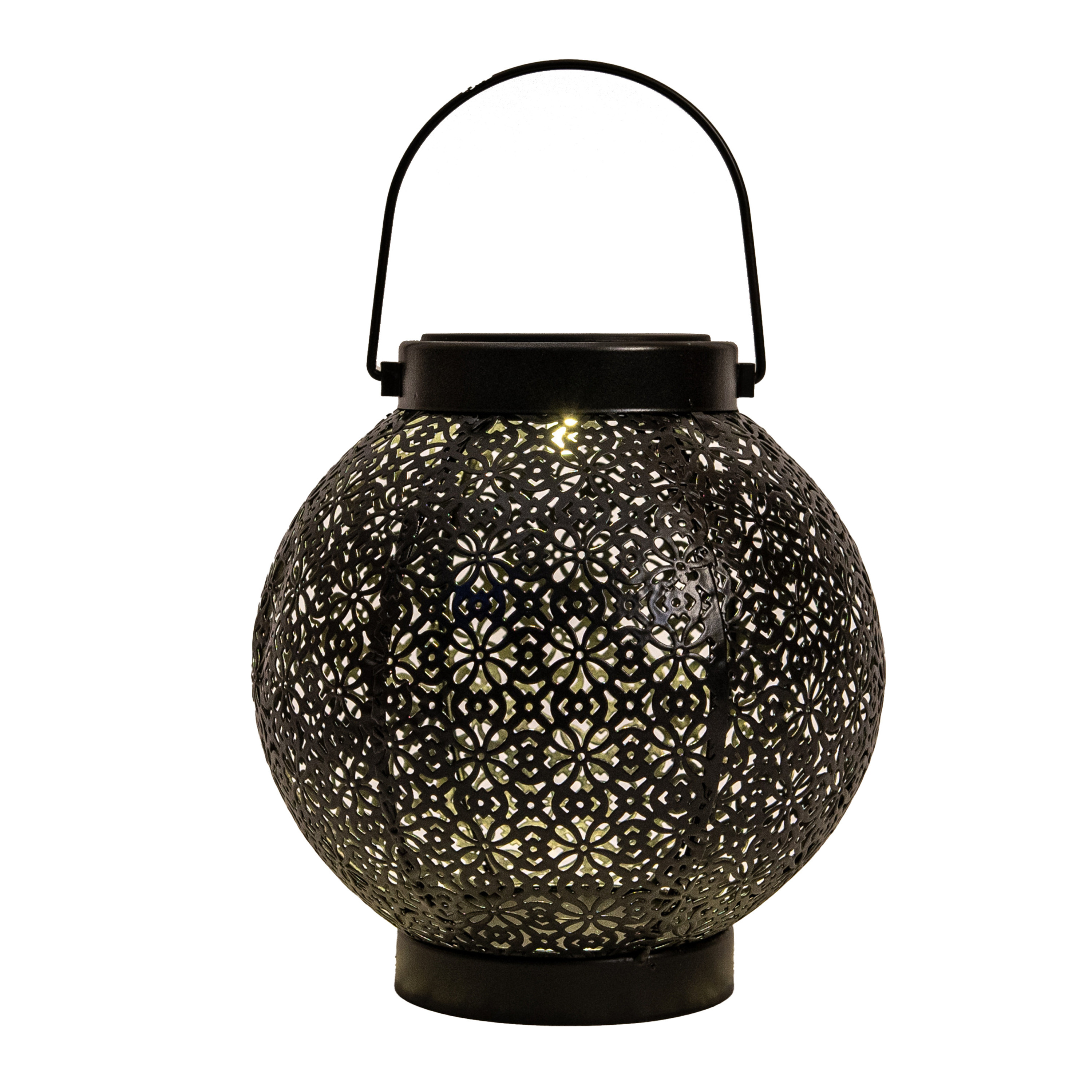 Solar lantaarn - voor buiten - D18 x H19 cm - zwart - metaal - tafellamp -