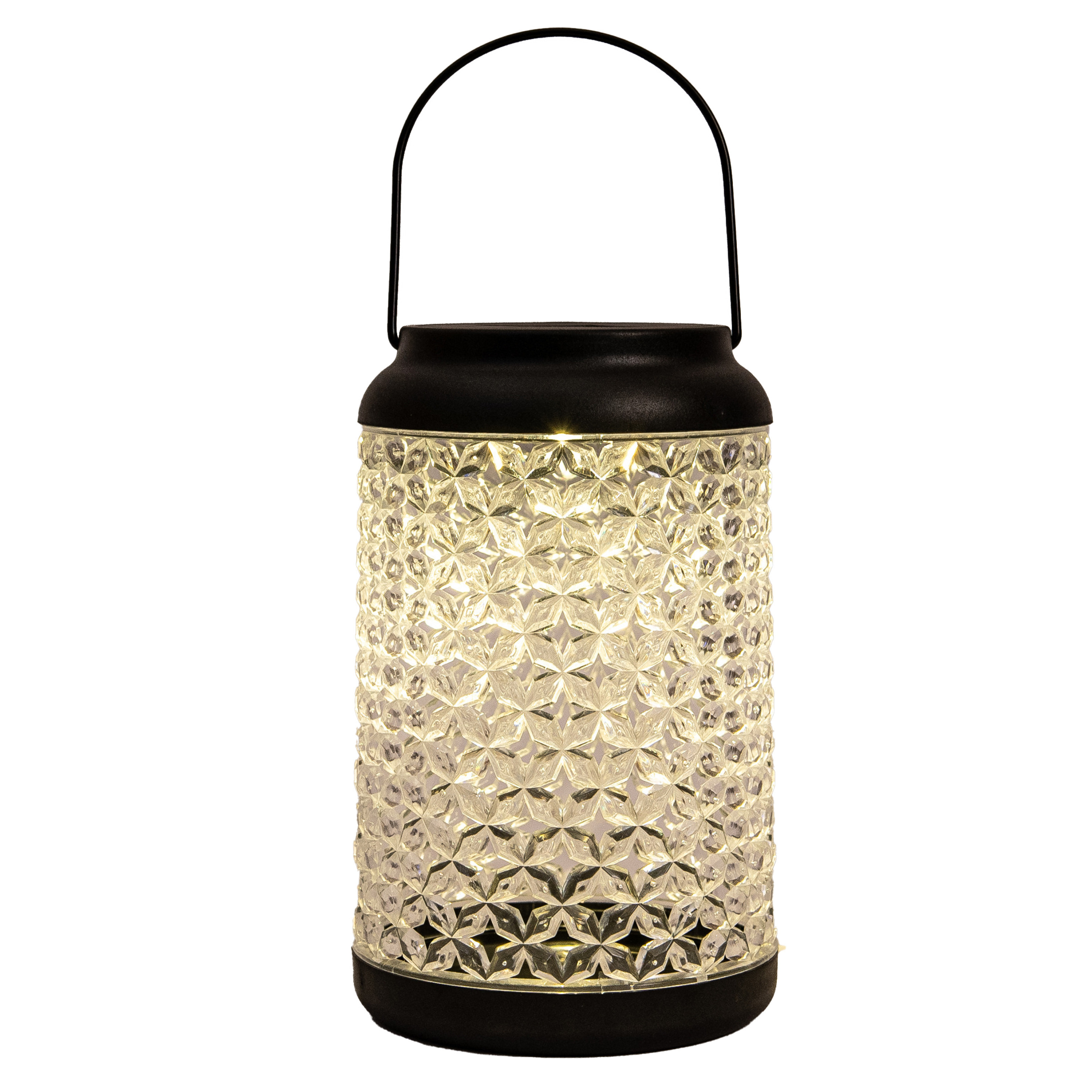 Solar lantaarn - voor buiten - D12,5 x H20 cm - kunststof - tafellamp -