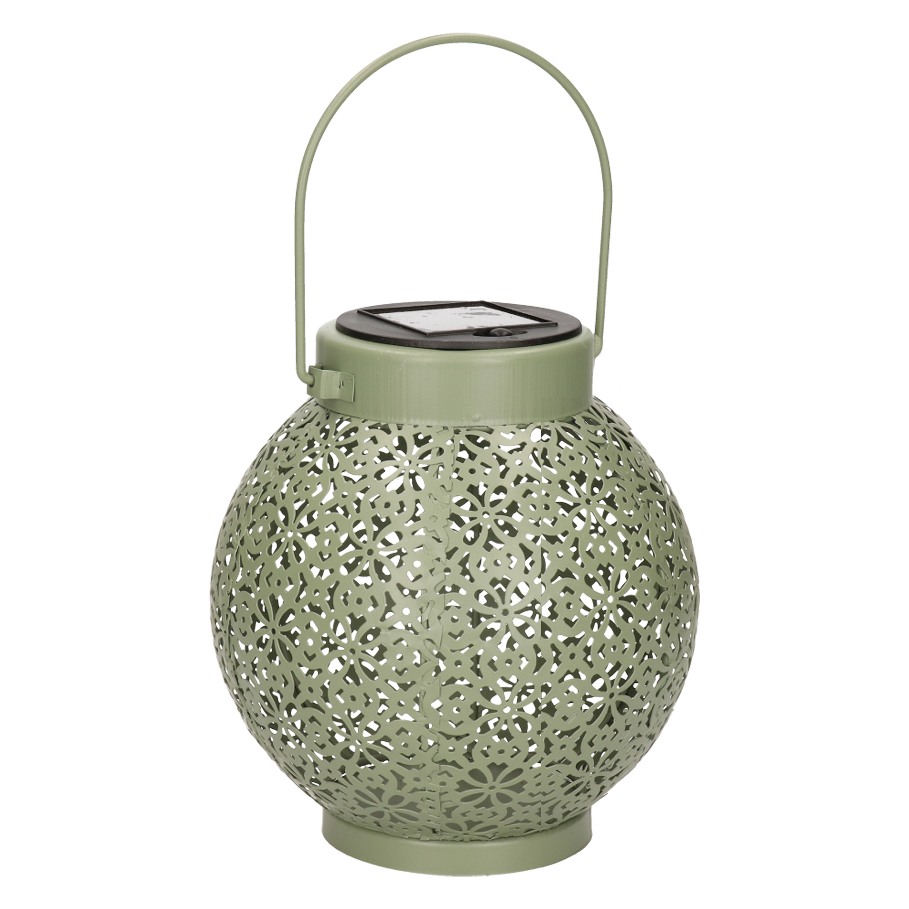 Solar lantaarn - voor buiten - D15 x H16 cm - groen - metaal - tafellamp -