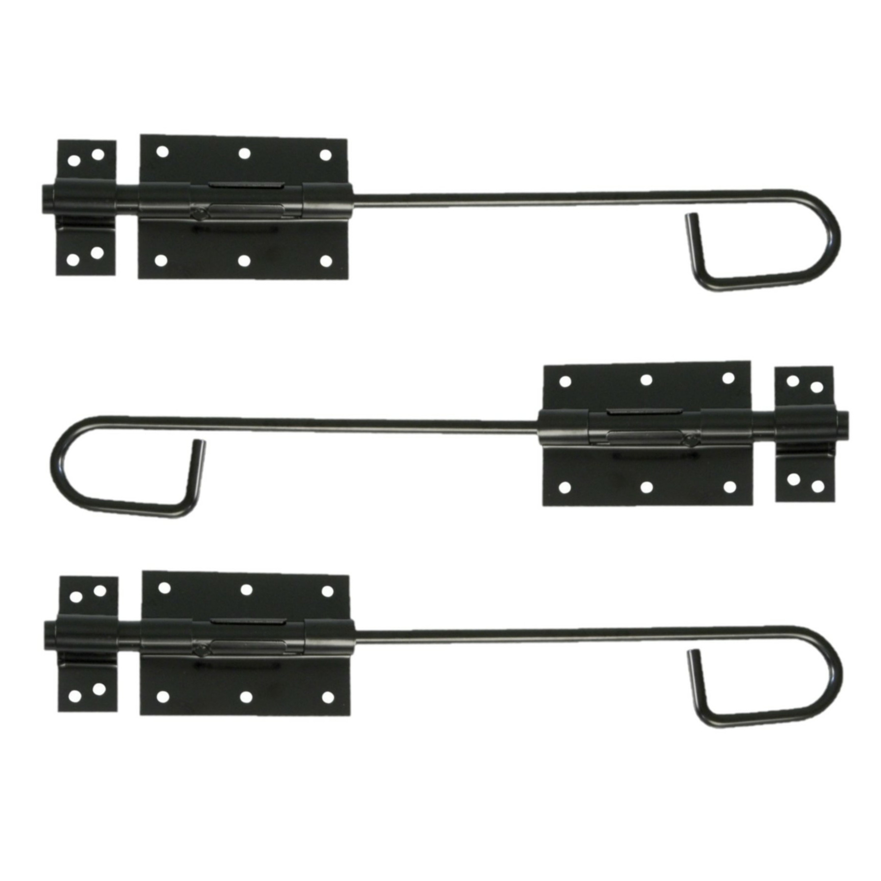 AMIG Verticaal schuifslot/plaatgrendel - 3x - staal - 30 x 6cm - zwart - schutting - poort -