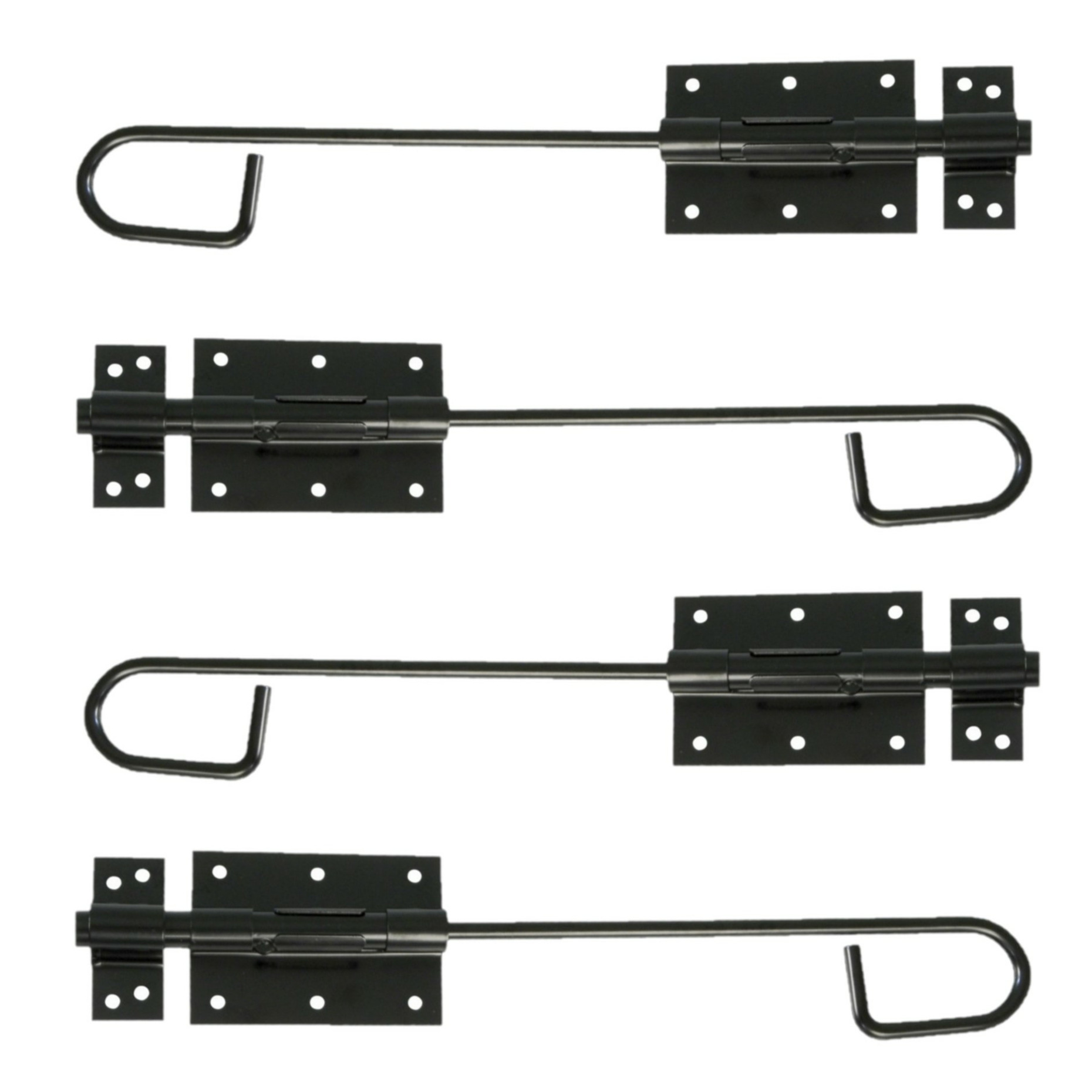 AMIG Verticaal schuifslot/plaatgrendel - 4x - staal - 30 x 6cm - zwart - schutting - poort -