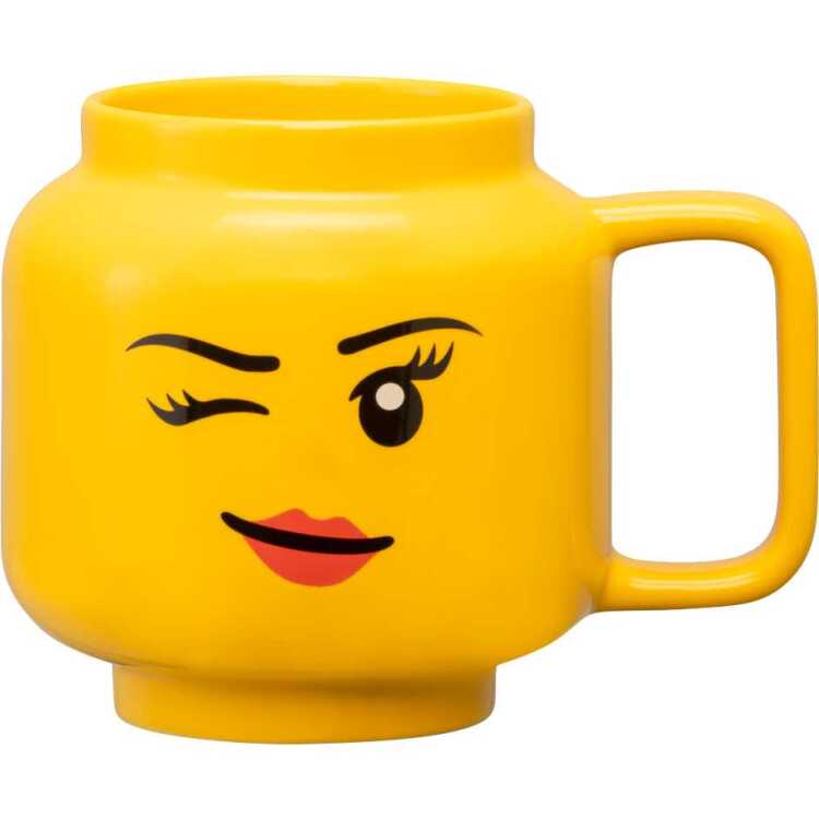 Room Copenhagen LEGO keramische mok - knipogend meisjeshoofd, groot mok