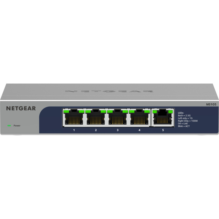 Netgear 5-poorts Multi-Gigabit 2,5G Ethernet Unmanaged switch, MS105 switch