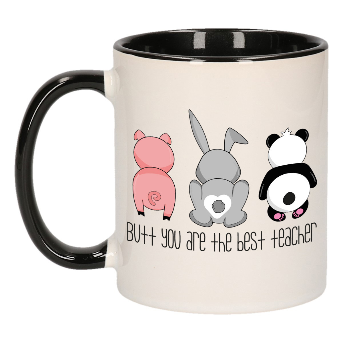 Cadeau koffie/thee mok voor leraar - zwart - beste leraar - keramiek - 300 ml - meester/juffen dag -