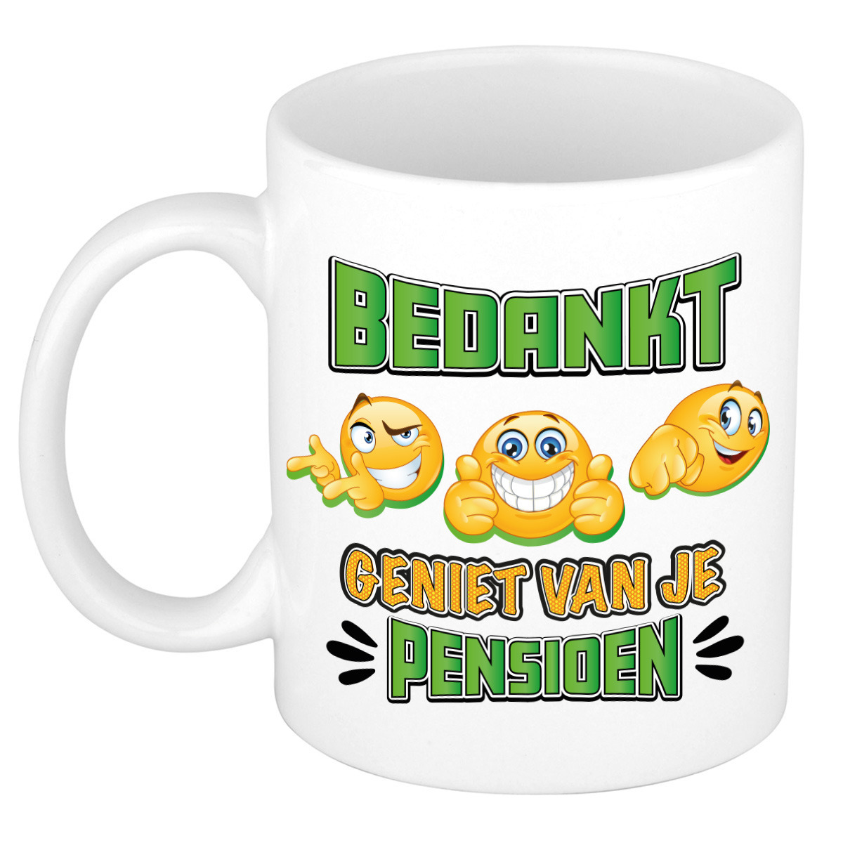 Cadeau mok voor collega - afscheid/pensioen - groen/wit - keramiek - 300 ml -