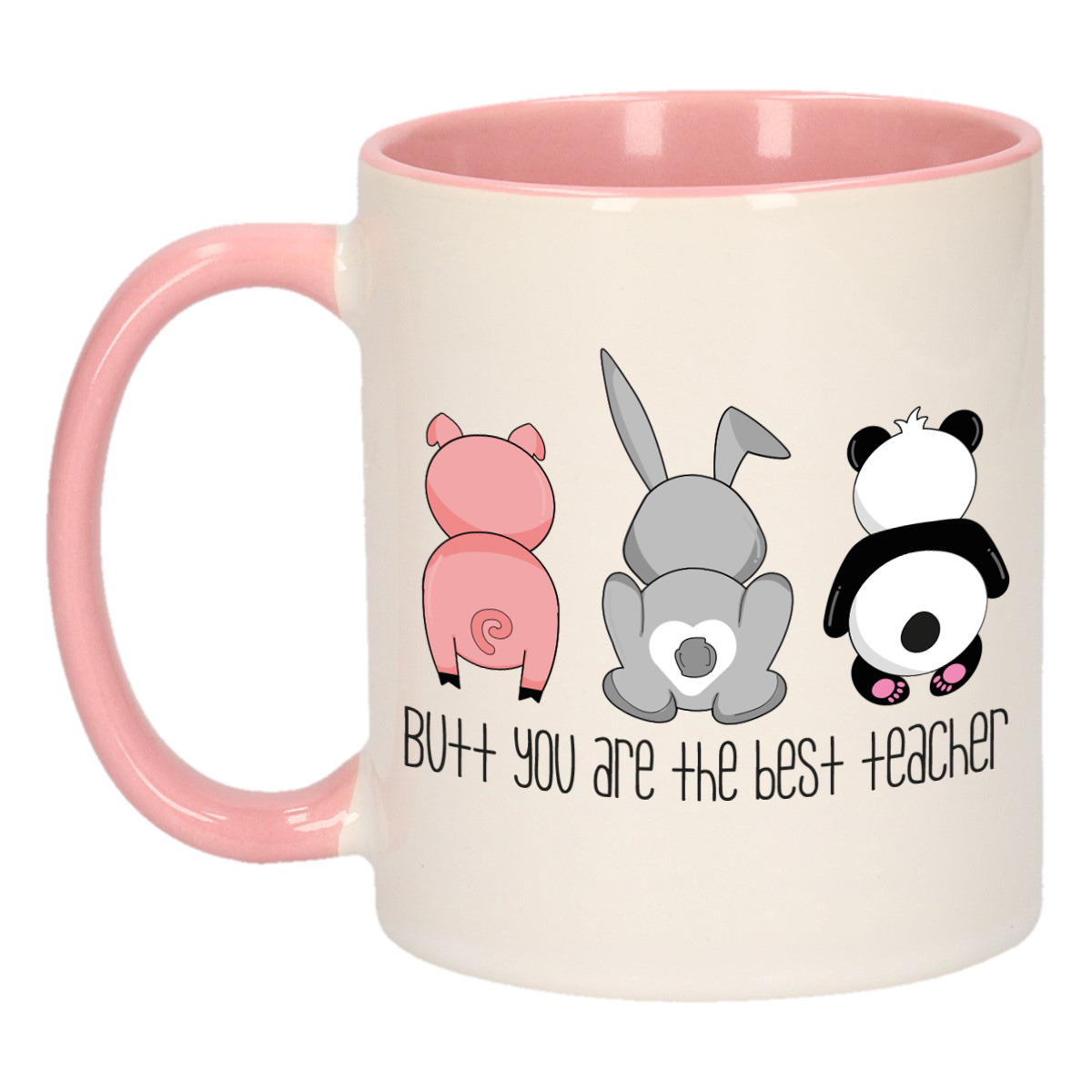 Cadeau koffie/thee mok voor leraar - roze - beste leraar - keramiek - 300 ml - meester/juffen dag -