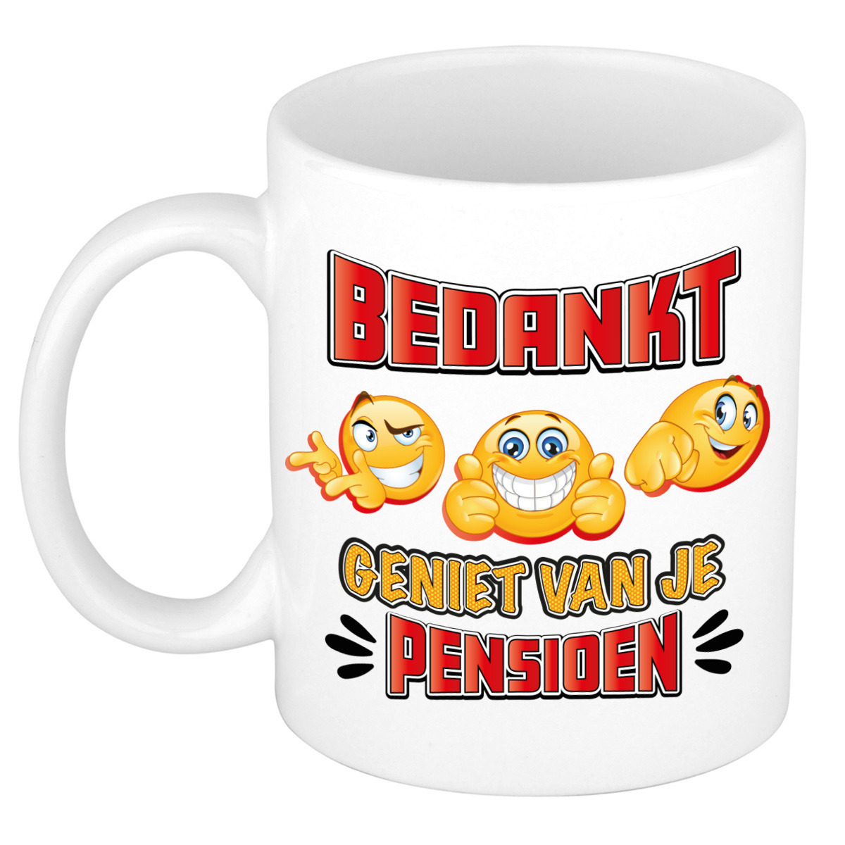 Cadeau mok voor collega - afscheid/pensioen - rood/wit - keramiek - 300 ml -