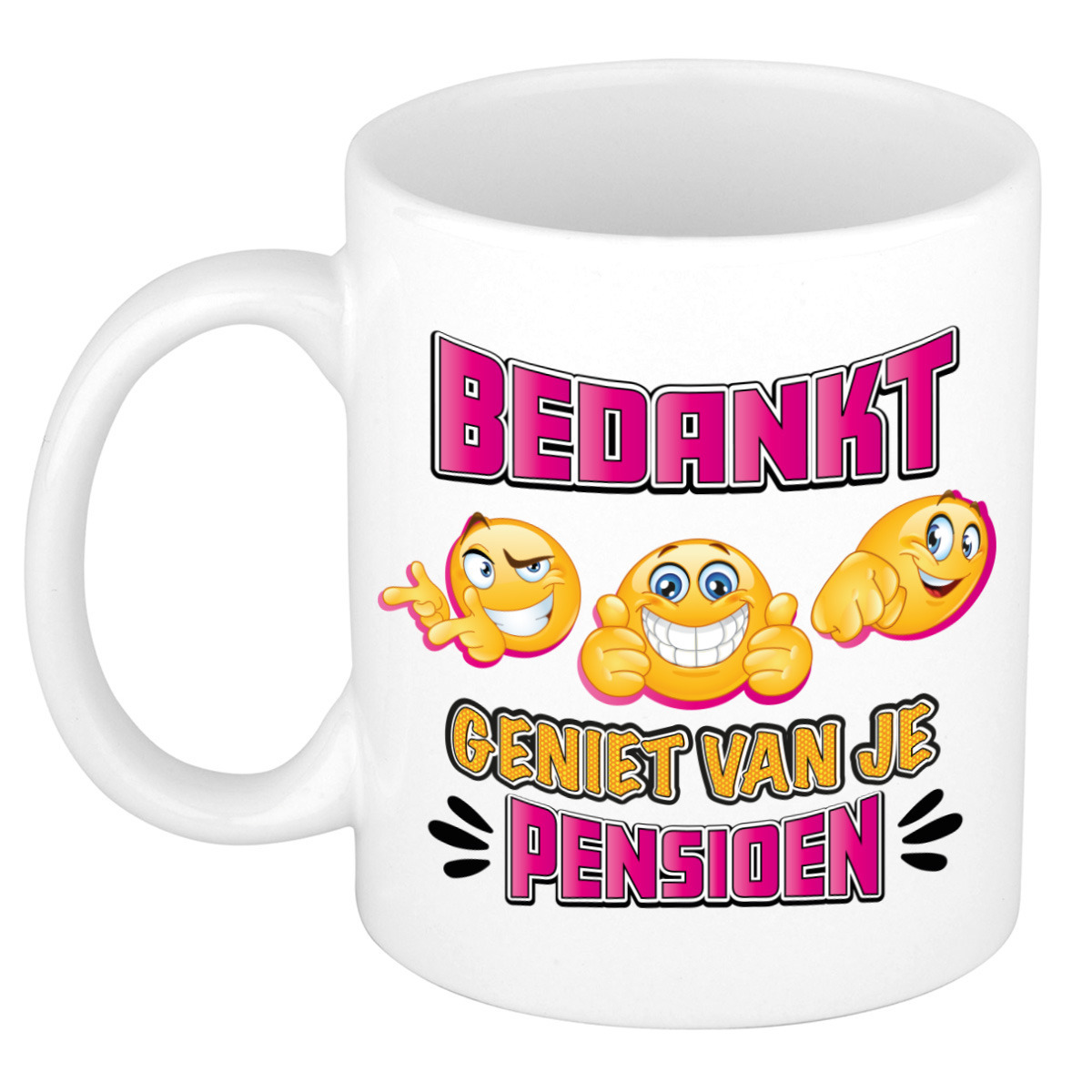 Cadeau mok voor collega - afscheid/pensioen - roze/wit - keramiek - 300 ml -