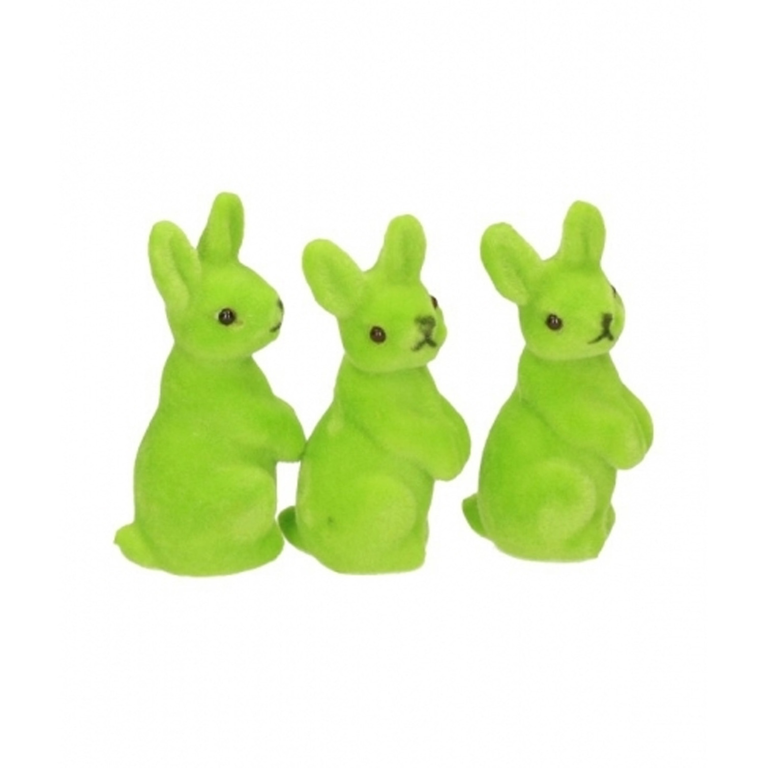 Kleine decoratie paashaasjes - groen - 5 cm - set 6x stuks - polyester -